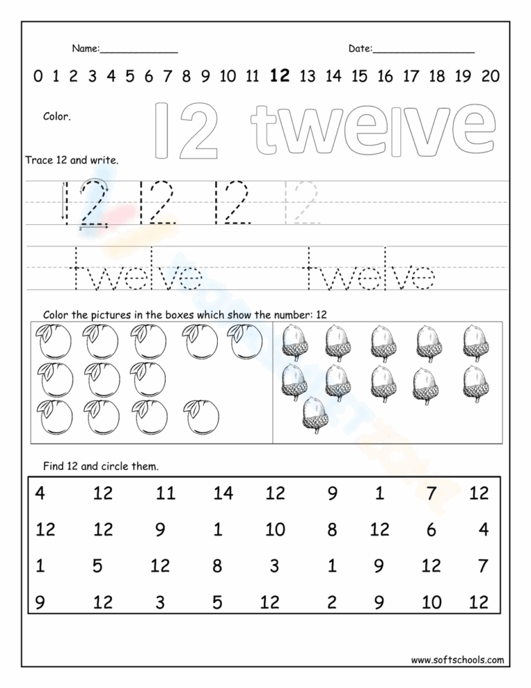 10 Free Collection Of Number 12 Worksheets For Students Worksheets Library