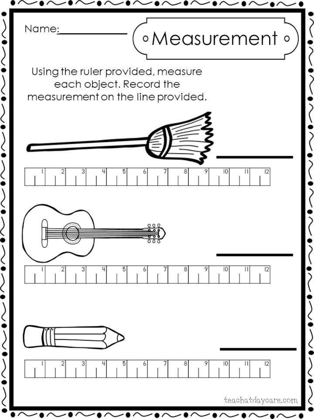 10 Printable Measuring With A Ruler Preschool 1st