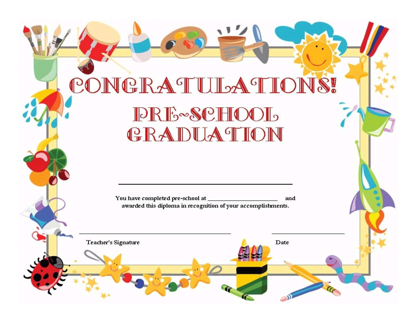 Printable Preschool Certificate Template