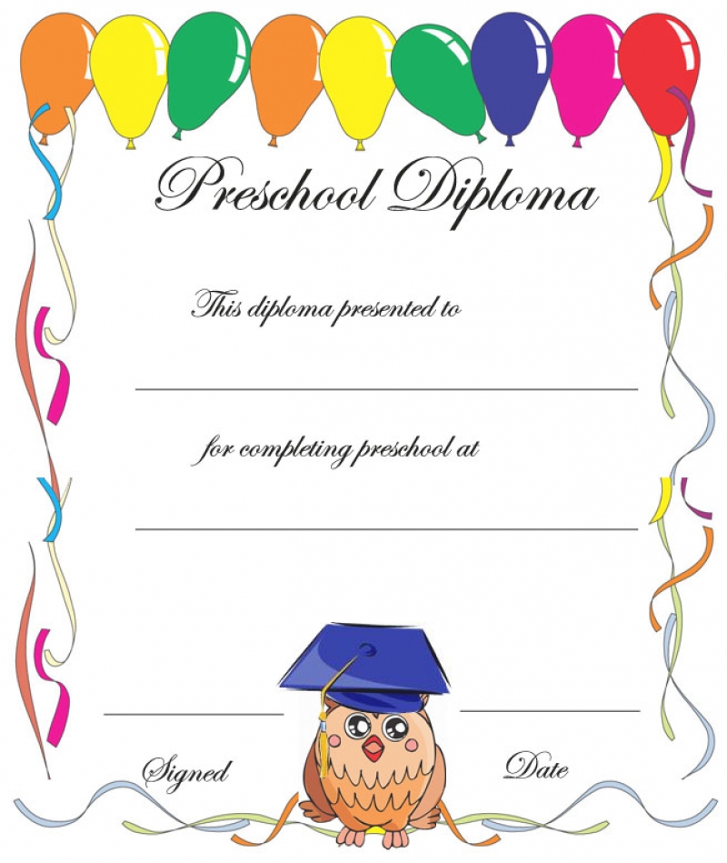 Printable Preschool Cer