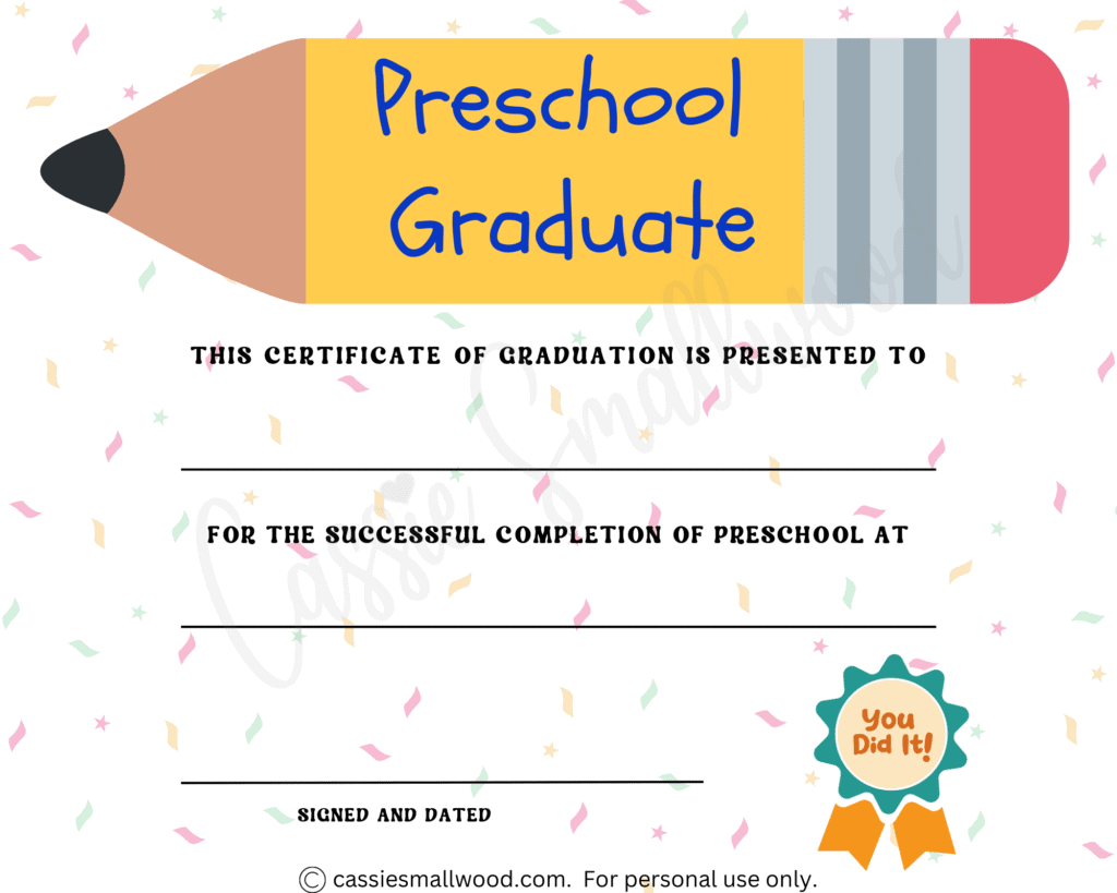 Printable Preschool Completion Certificates