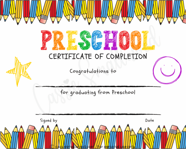 20 Preschool And Kindergarten Graduation Certificates FREE PRINTABLE Cassie Smallwood