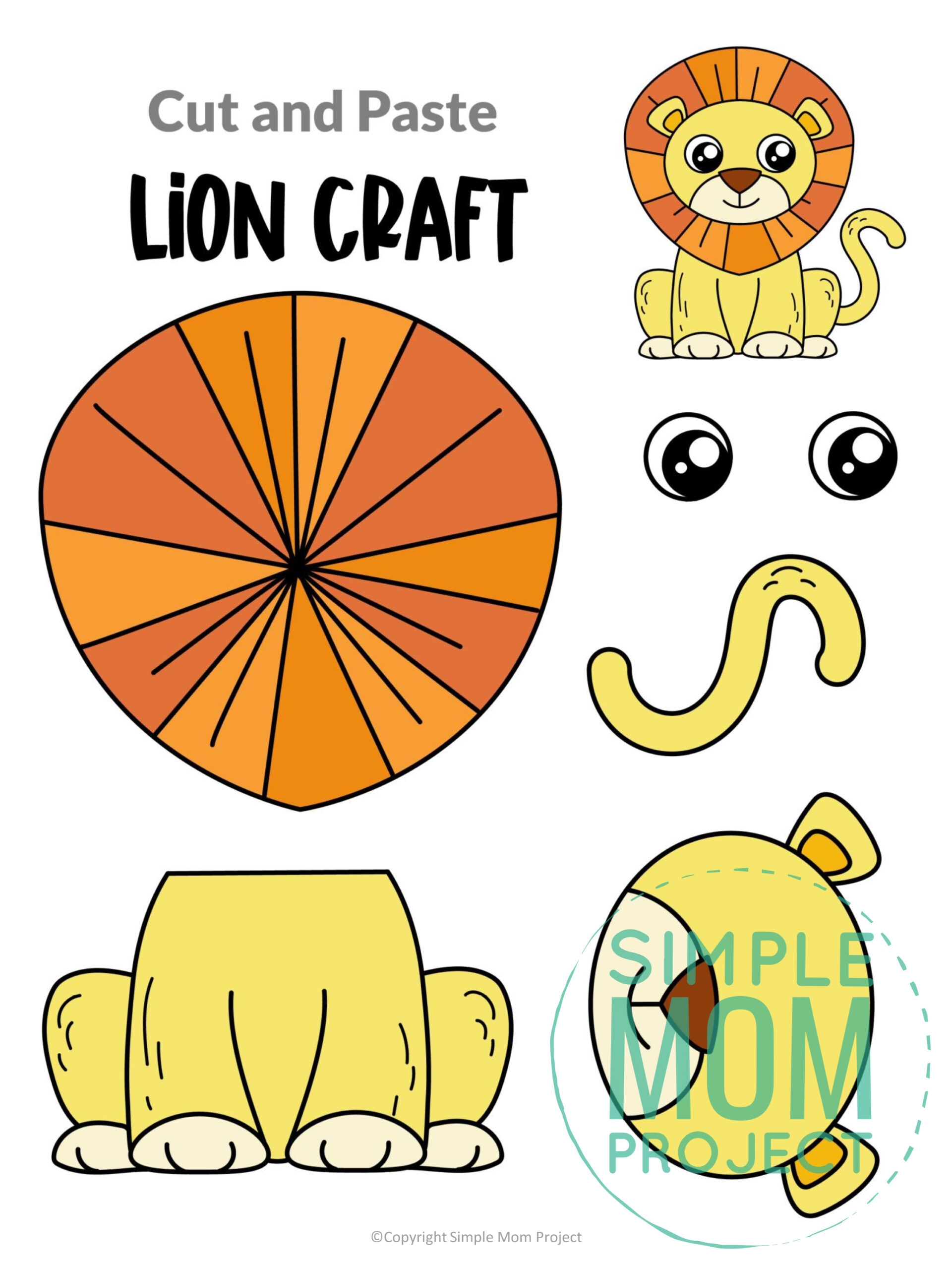 20 Safari Animal Cut And Paste Printable Craft Templates For Kids 