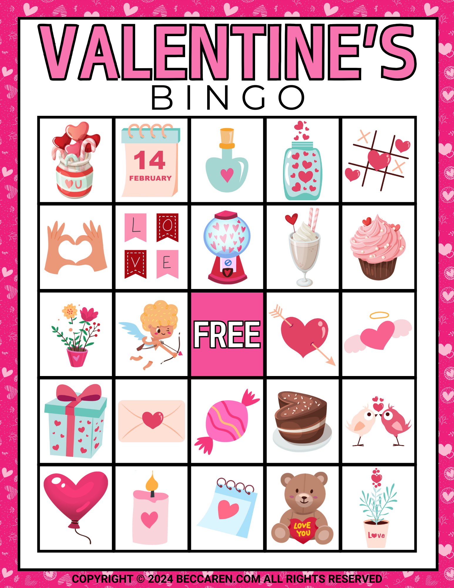 25 FREE Valentine s Bingo Cards