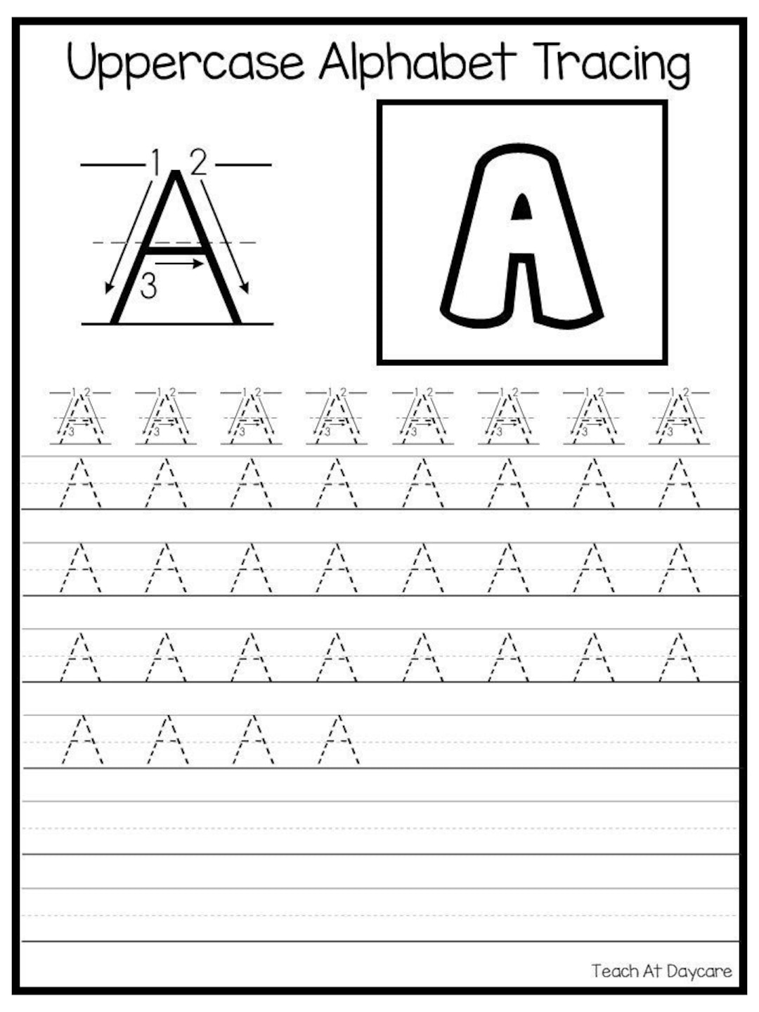 26 Printable Uppercase Alphabet Tracing Worksheets Preschool 