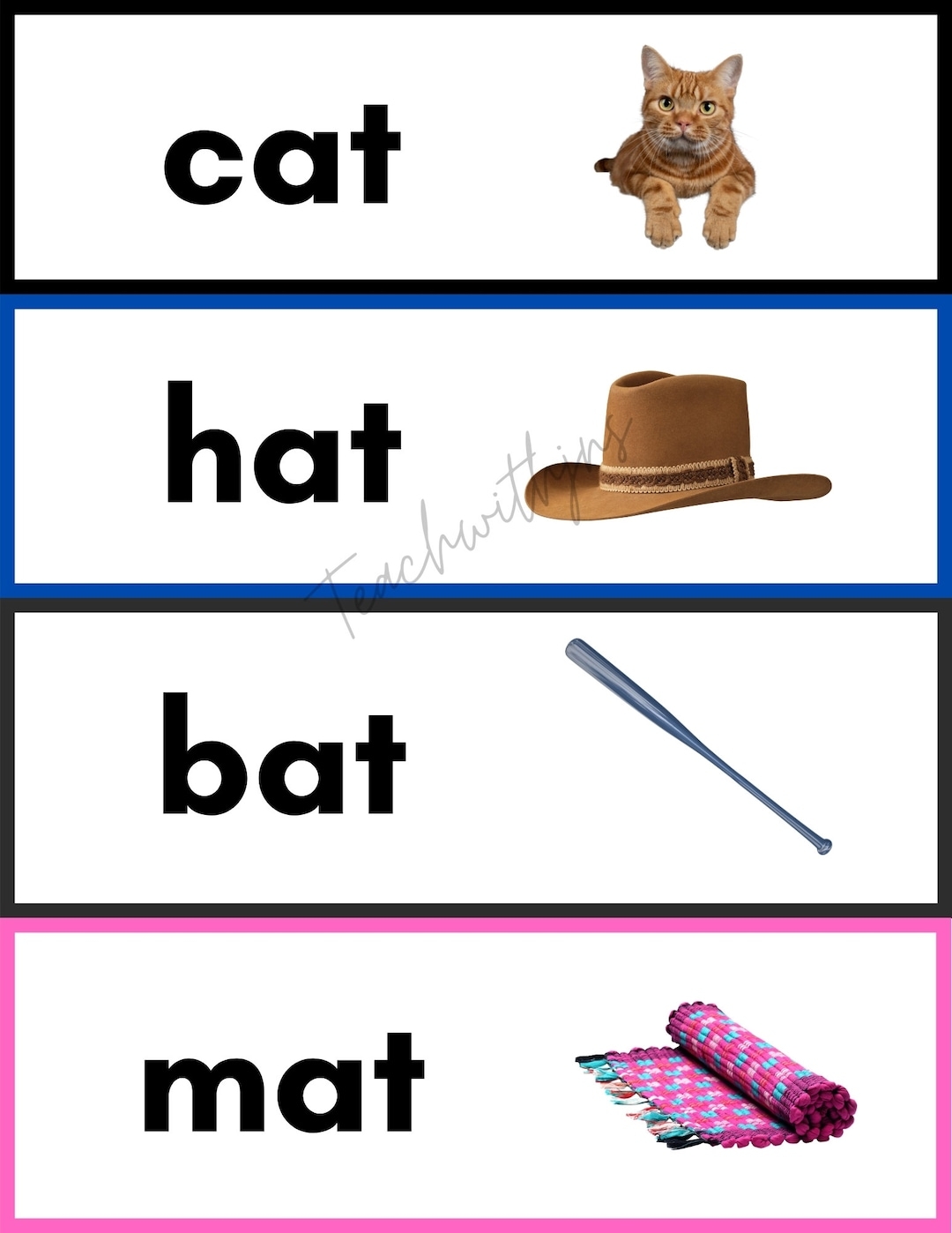 28 Rhyming Word Flash Cards For Toddler Preschool Kindergarten 