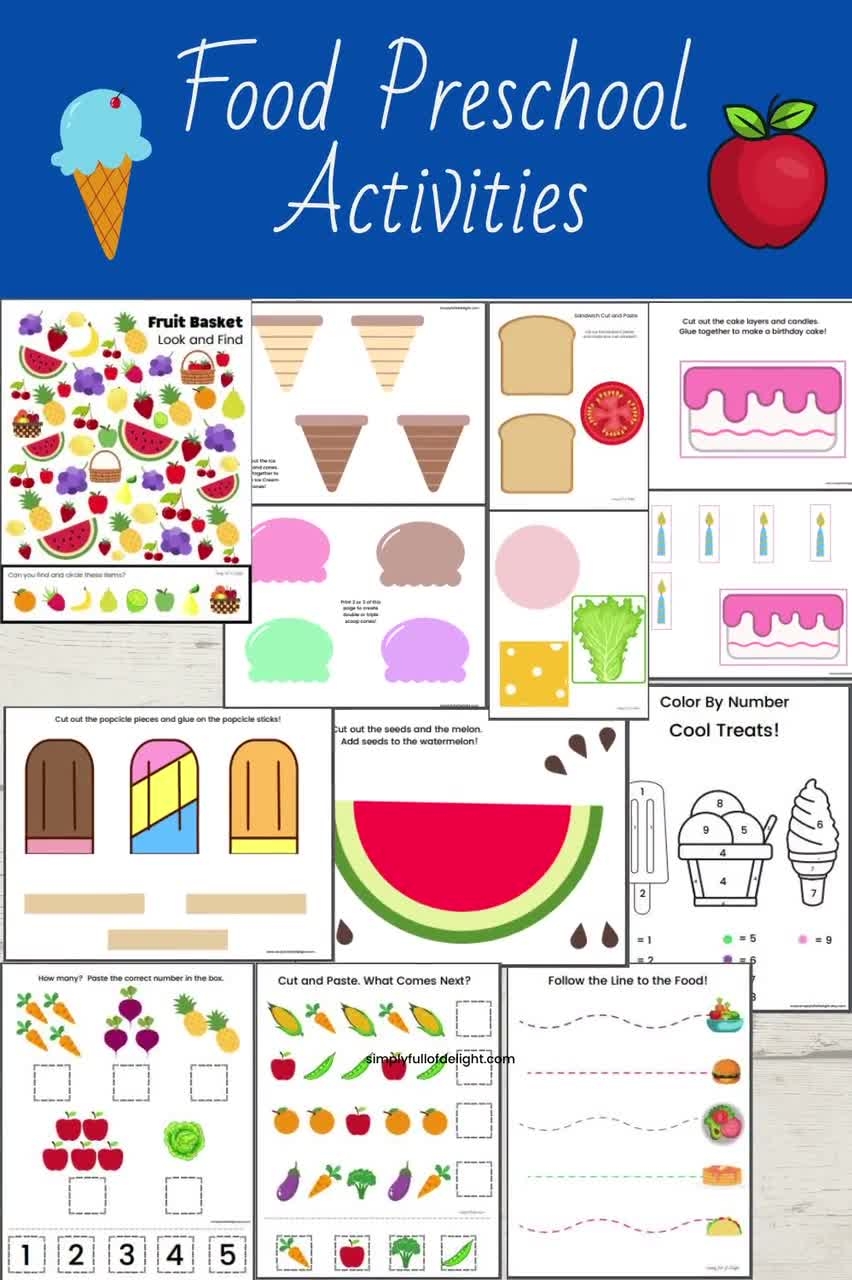 3 Year Old Learning Activities Food Preschool Printable