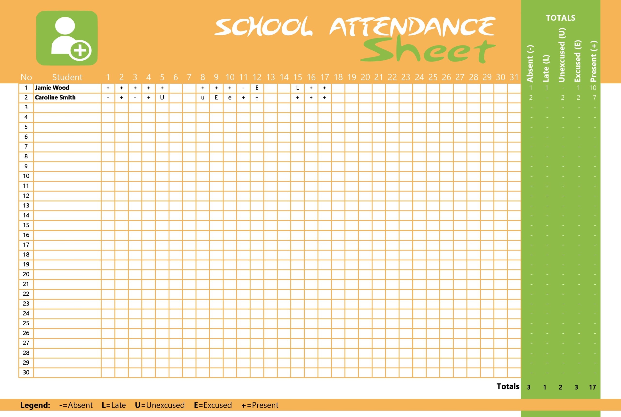 30 Printable Attendance Sheet Templates Free TemplateArchive