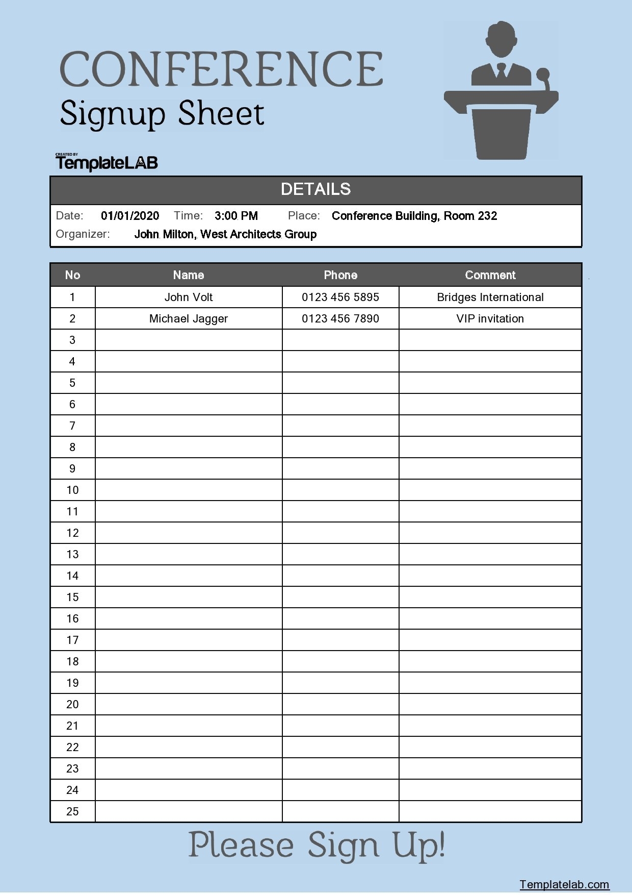 Printable Sign In Sheet For Preschoolers