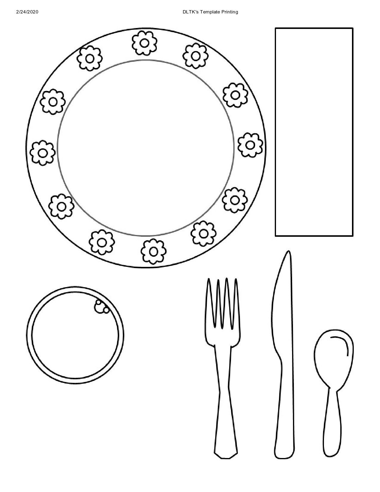 Printable Place Setting Template Preschool