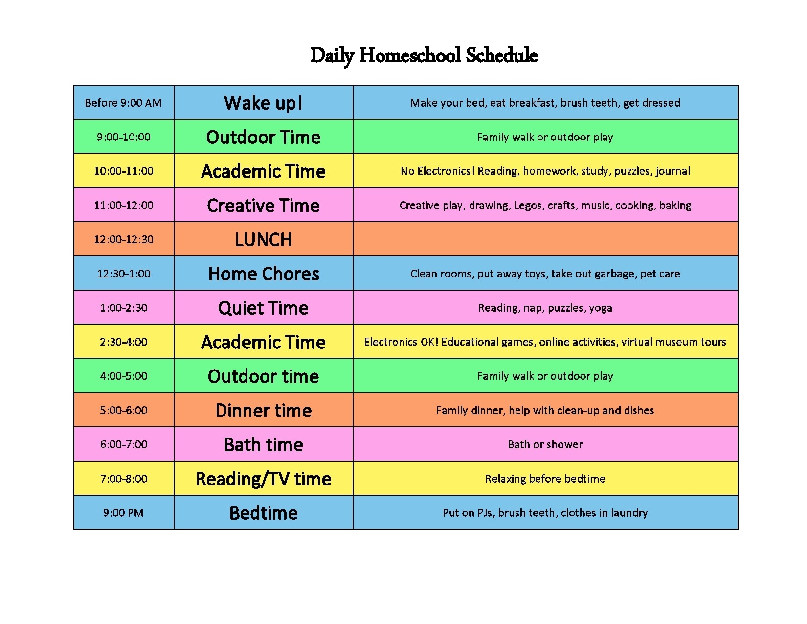 44 Editable Homeschool Schedule Templates FREE