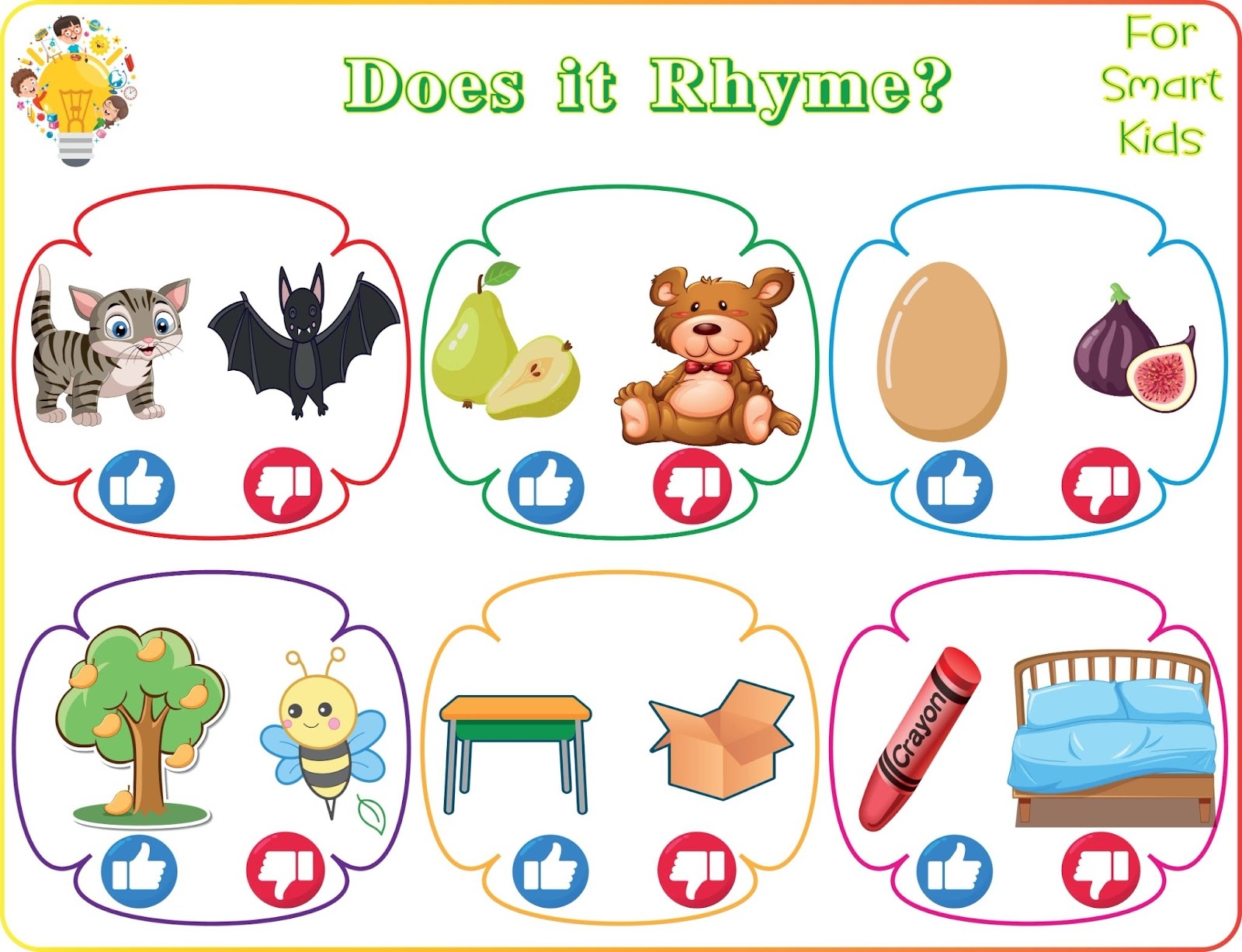 48 Rhyming Words For Kindergarten Kids
