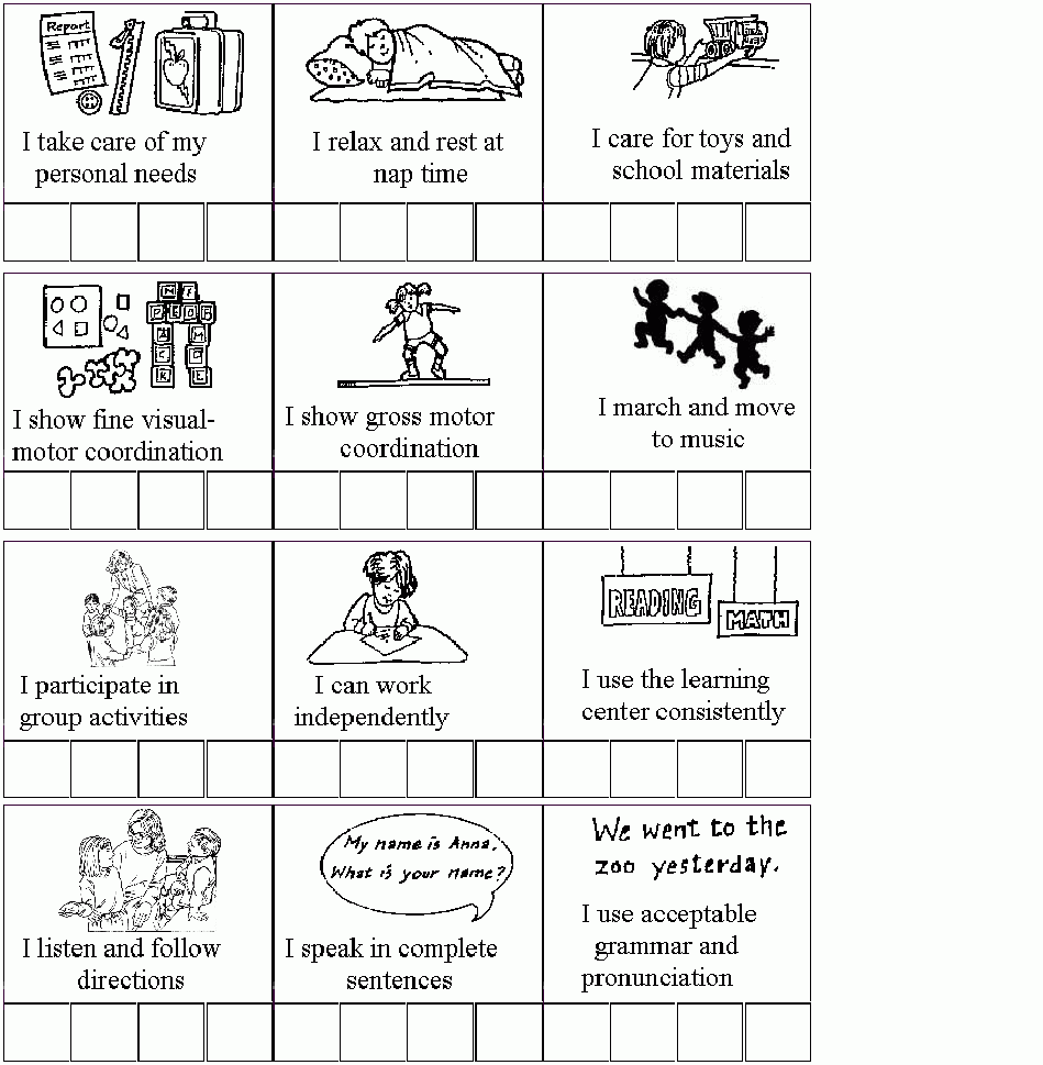 Printable Preschool Progress Report Template