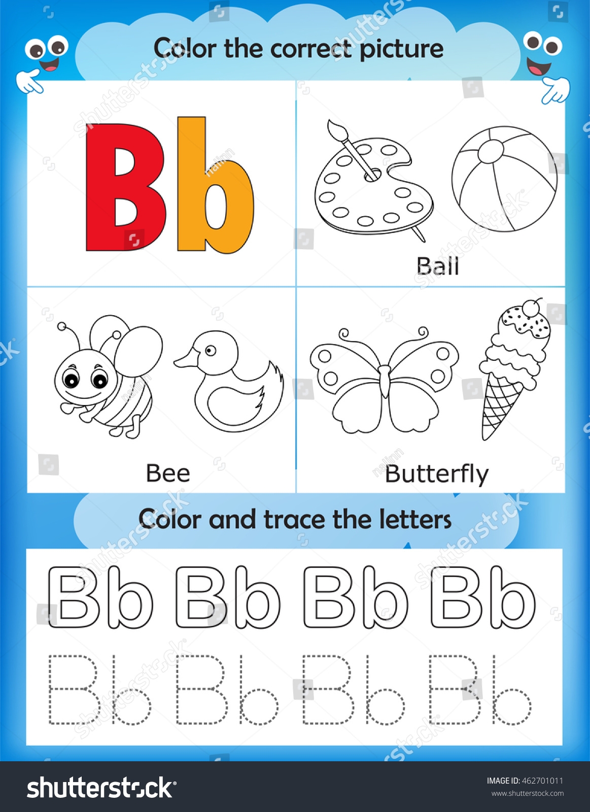 Alphabet Learning Letters Coloring Graphics Printable Stock Vector 