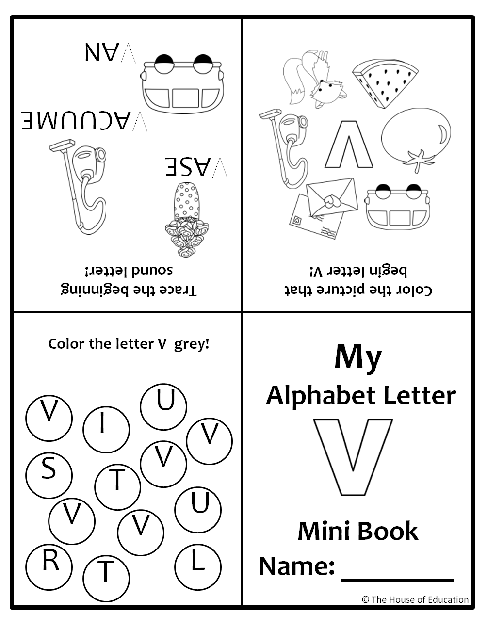 Alphabet Uppercase Letter V Mini Book Foldable Mini Book Teaching Resources