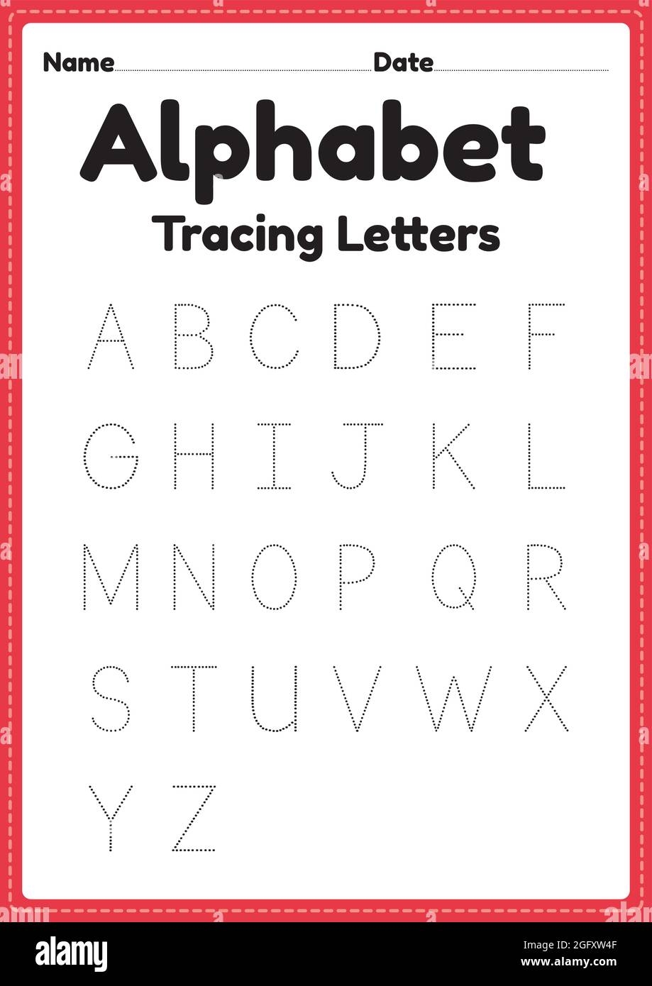 Alphabet Worksheet Tracing Letter For Kindergarten And Preschool Kids For Handwriting Practice And Educational Activities In A Printable Page Stock Vector Image U0026 Art Alamy