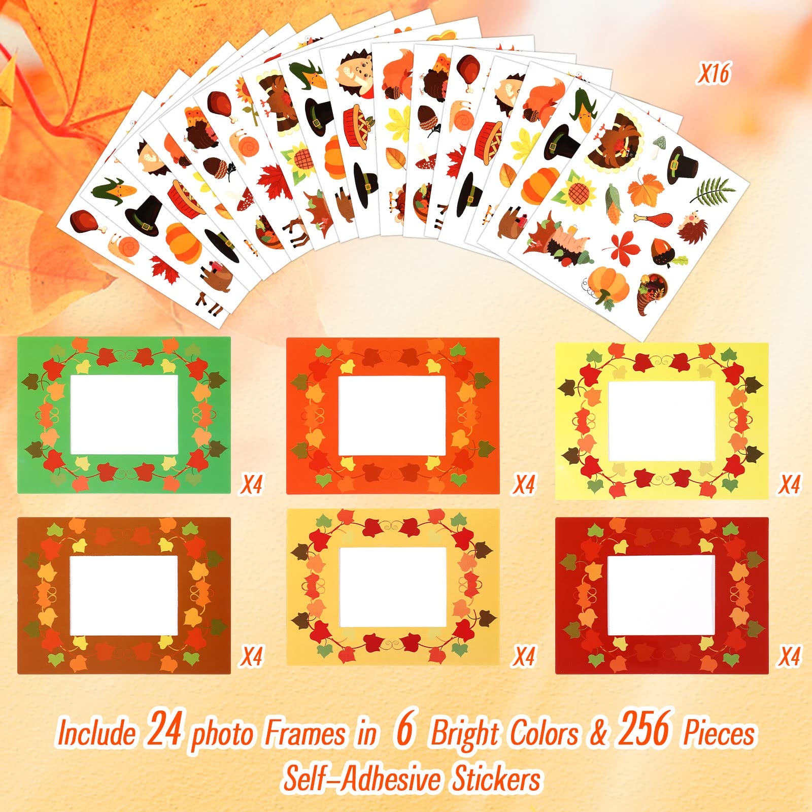 Amazon 24 Pack Fall Picture Photo Frame Craft Kit Pumpkin Turkey Leaf DIY Photo Frame For Kids Autumn Thanksgiving Home Classroom Crafts U0026 Activities Fall Gift Toys U0026 Games