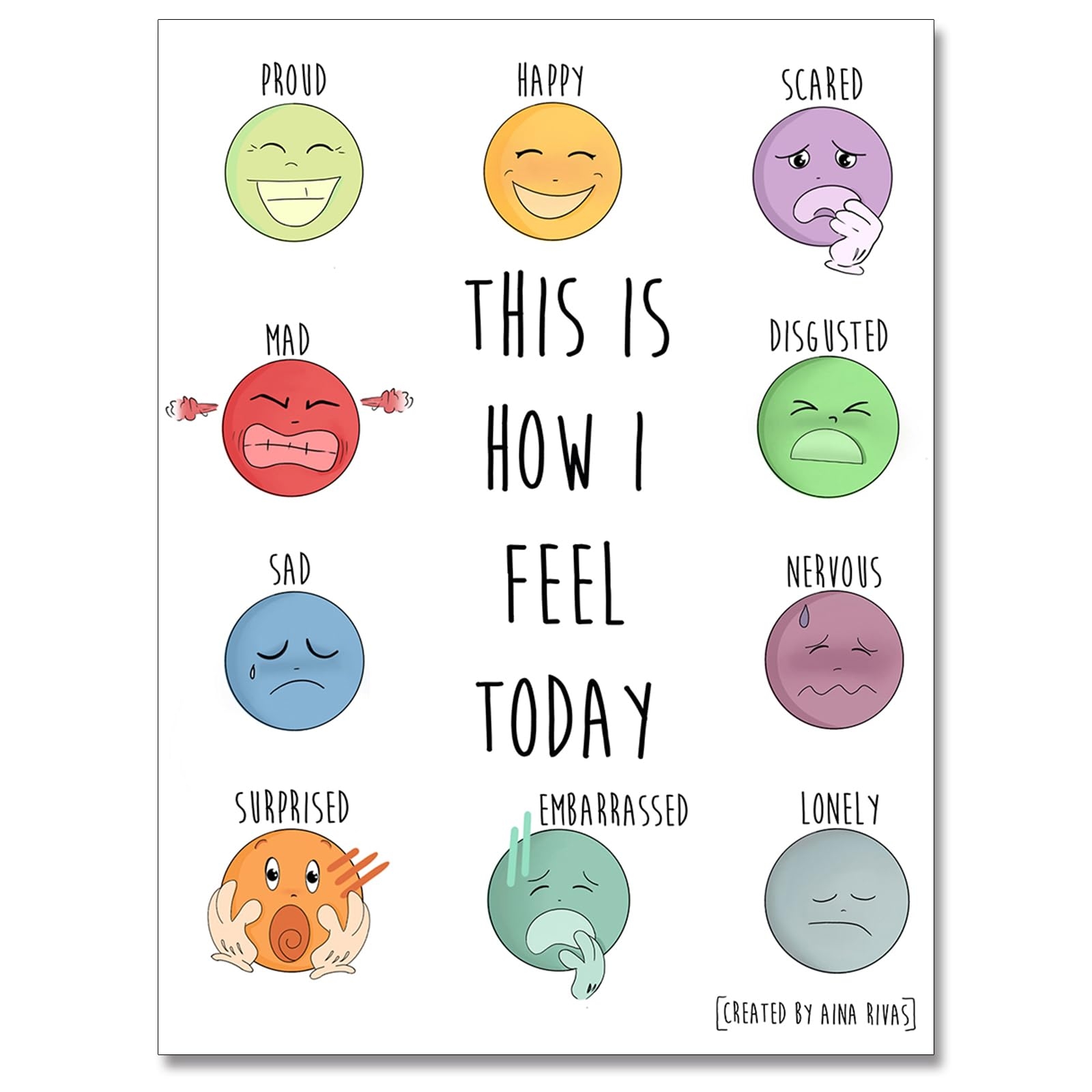 Amazon Feelings Chart Emotions Poster Mental Health Posters Awareness Canvas Wall Art Preschool Emotions Faces Calm Prints Calm Down Corner Home 