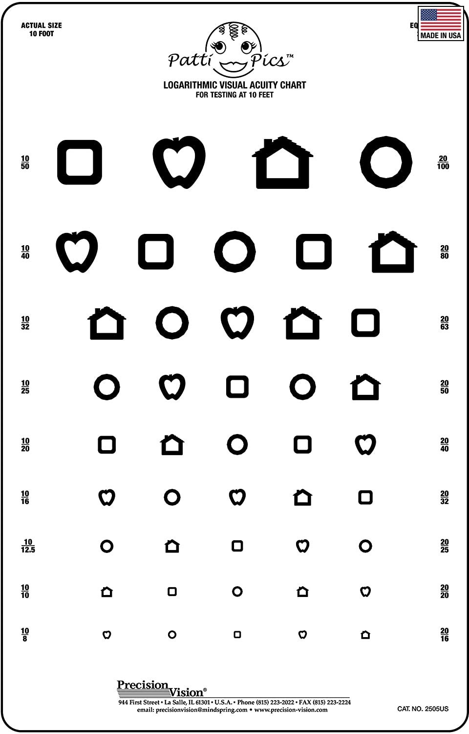 Amazon Kids Eye Chart Test Wall Chart 9 x14 Patti Pics 9 Line Wide Spaced Industrial U0026 Scientific