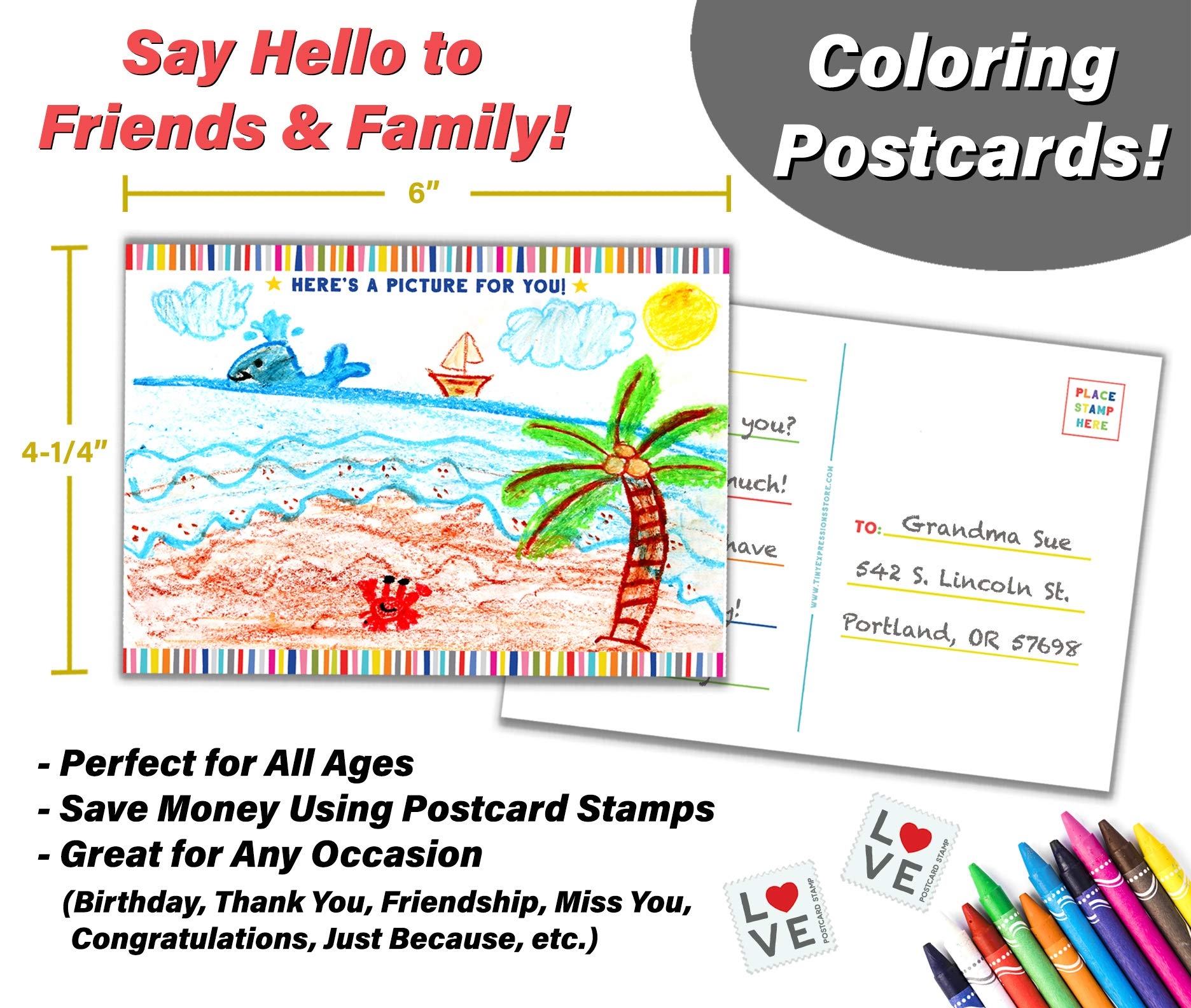 Amazon Tiny Expressions Coloring Postcards For Kids Pack 