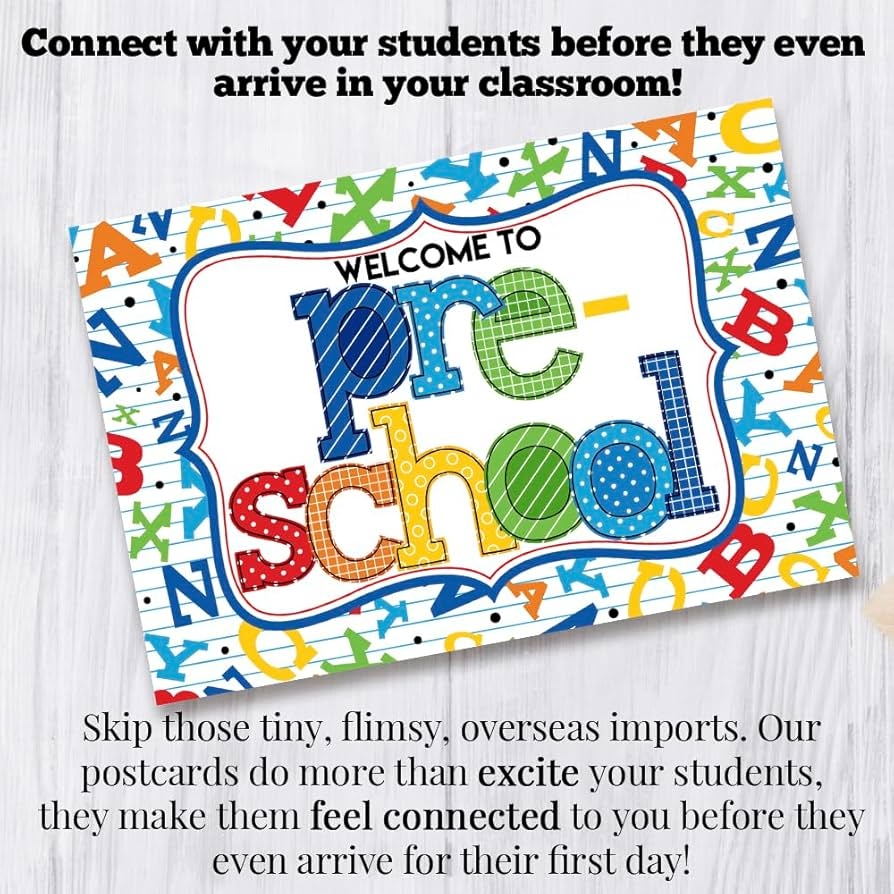 Amazon Welcome To Preschool Alphabet Themed Blank Postcards For Teachers To Send To Students 4