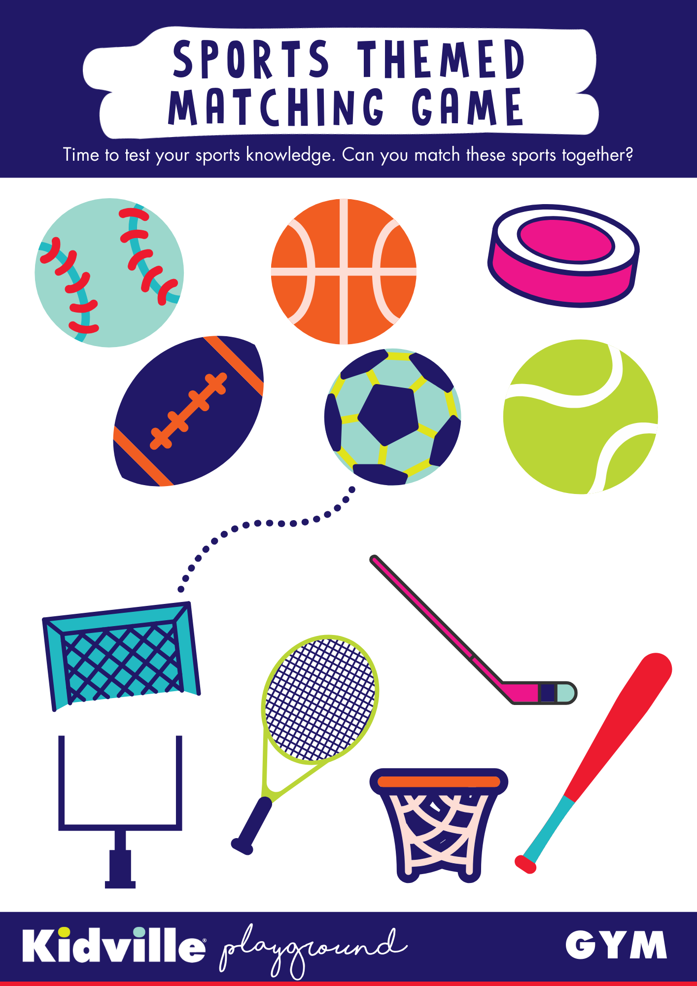 Printable Sports Matching Game For Preschoolers