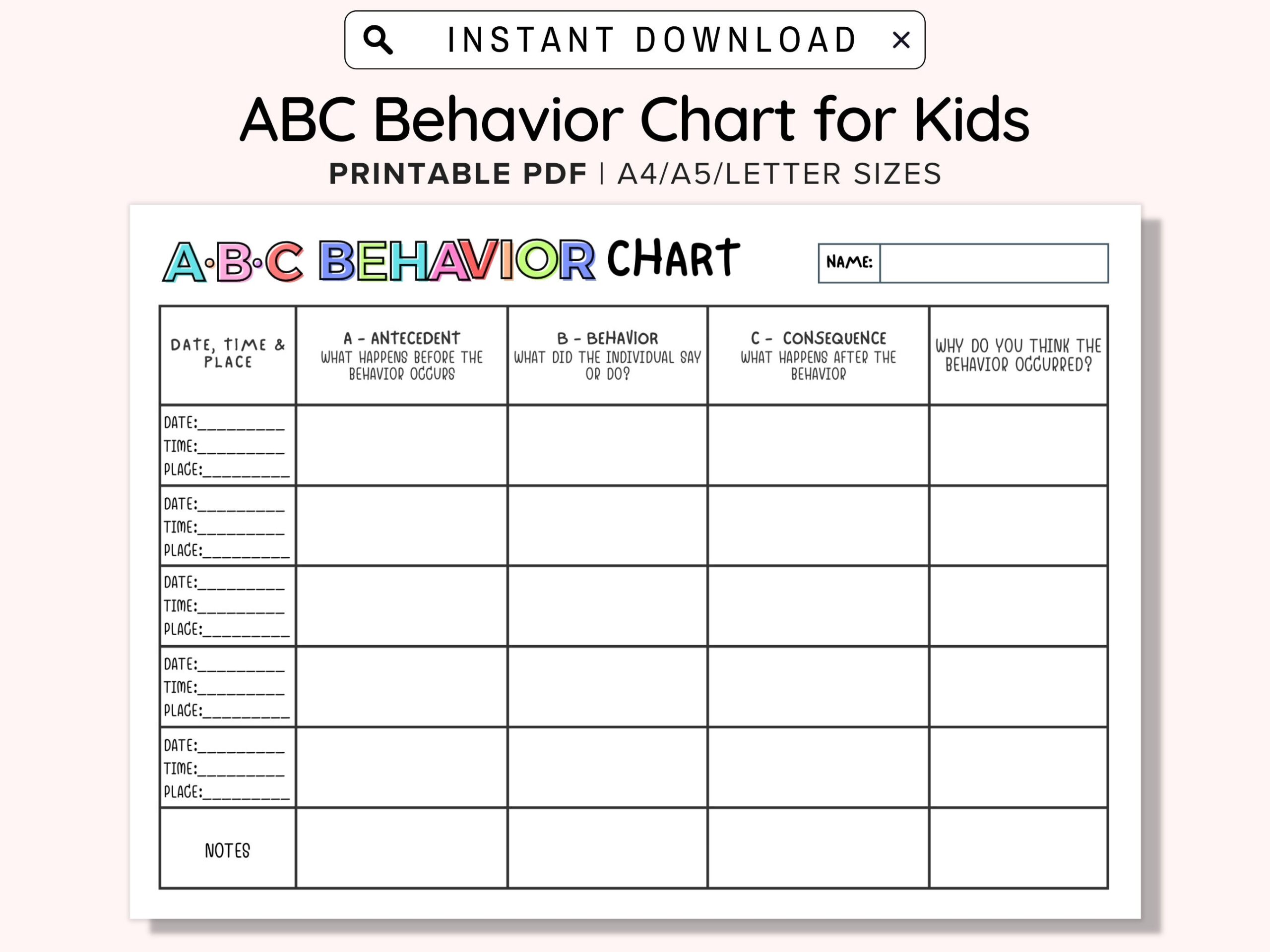 Behavior Chart For Kids Behavior Chart Behavior Reward Chart Printable Behavior Chart Good Behavior Chart Classroom Behavior Chart Etsy Ireland