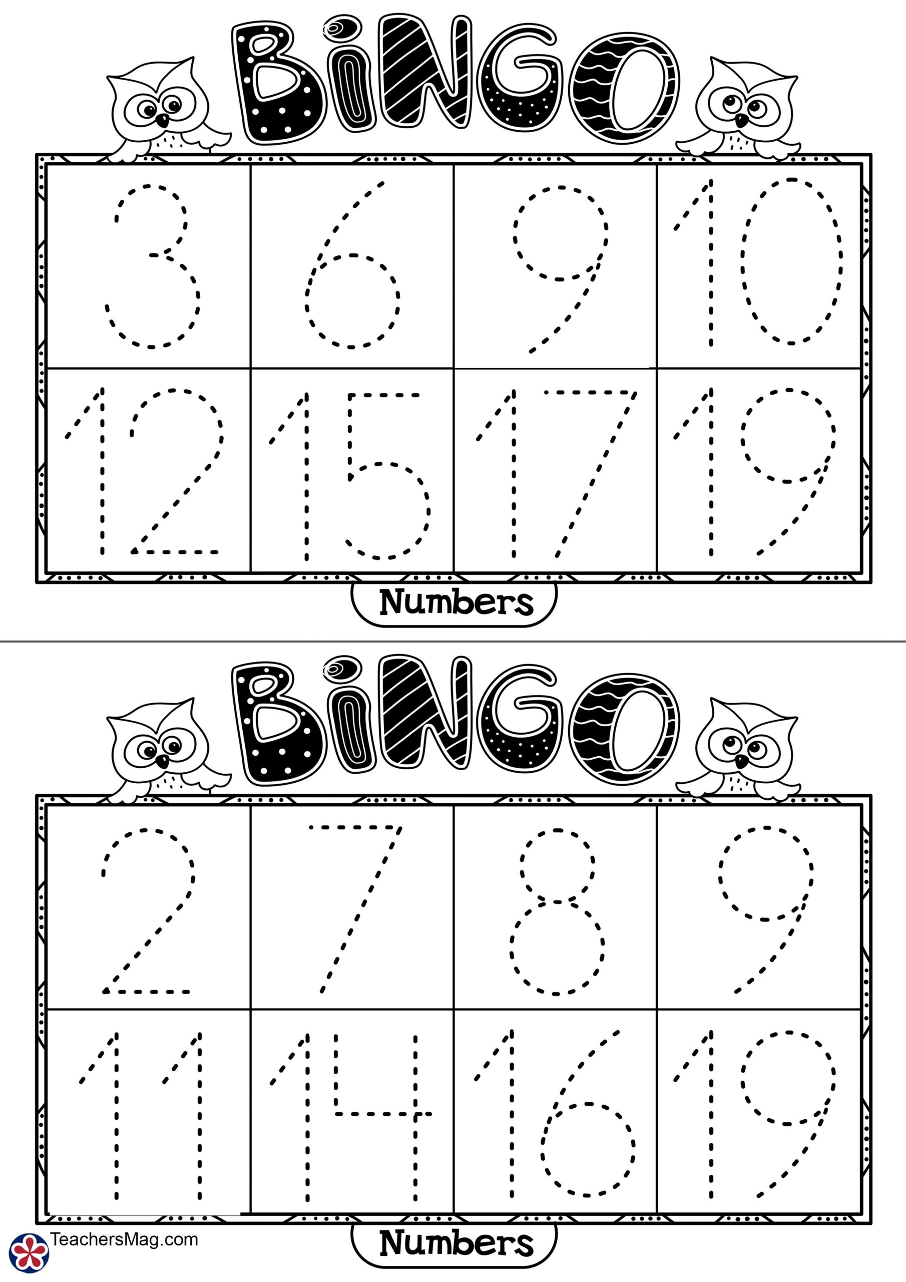 Printable Number Bingo Cards For Preschoolers