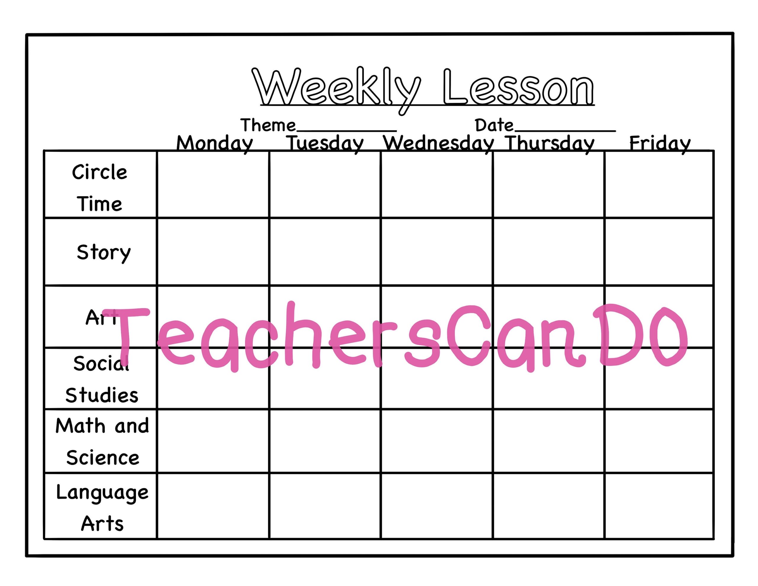 Blank Preschool daycare toddler Lesson Plan Template Etsy