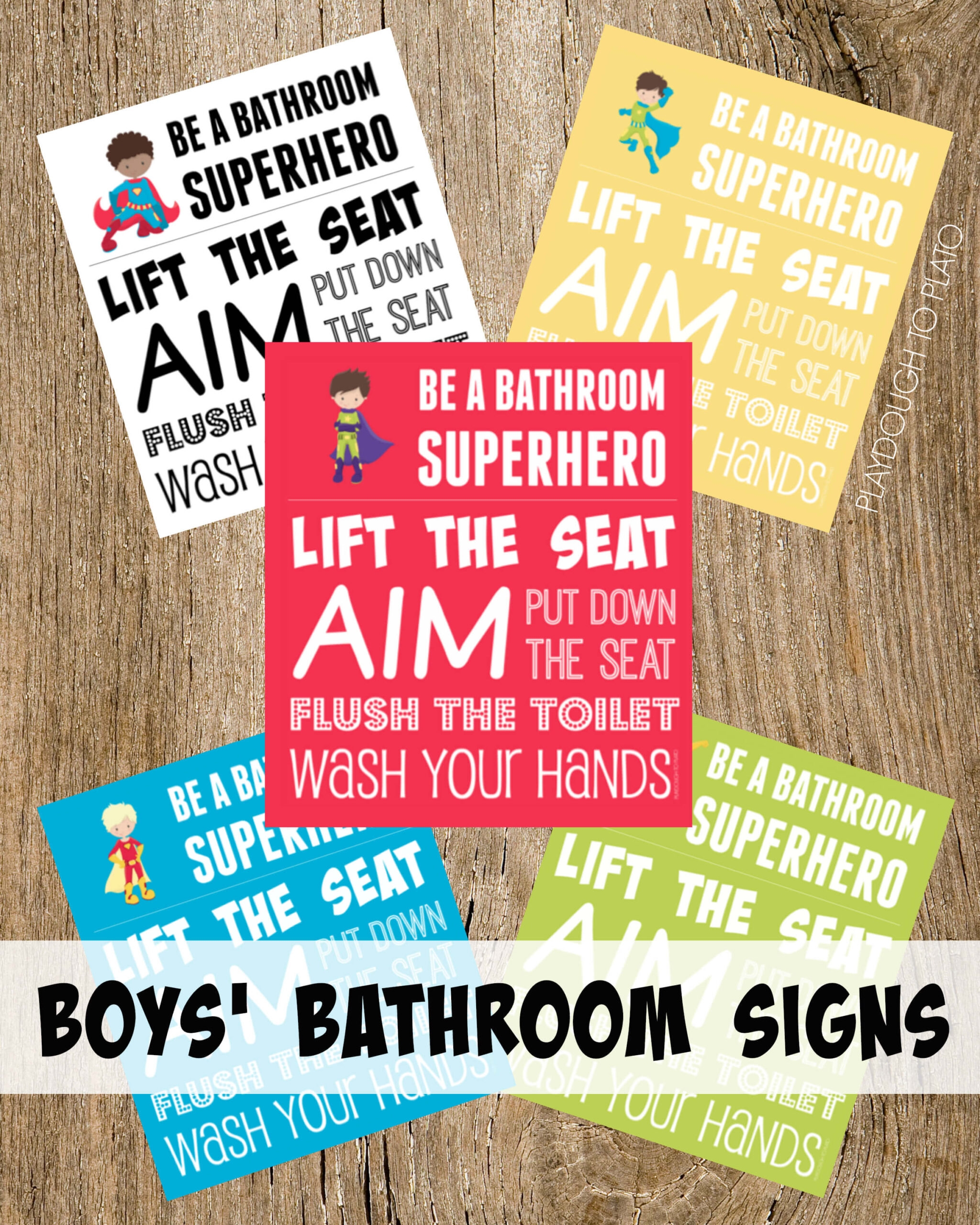 Boys Bathroom Signs Be A Bathroom Superhero Playdough To Plato