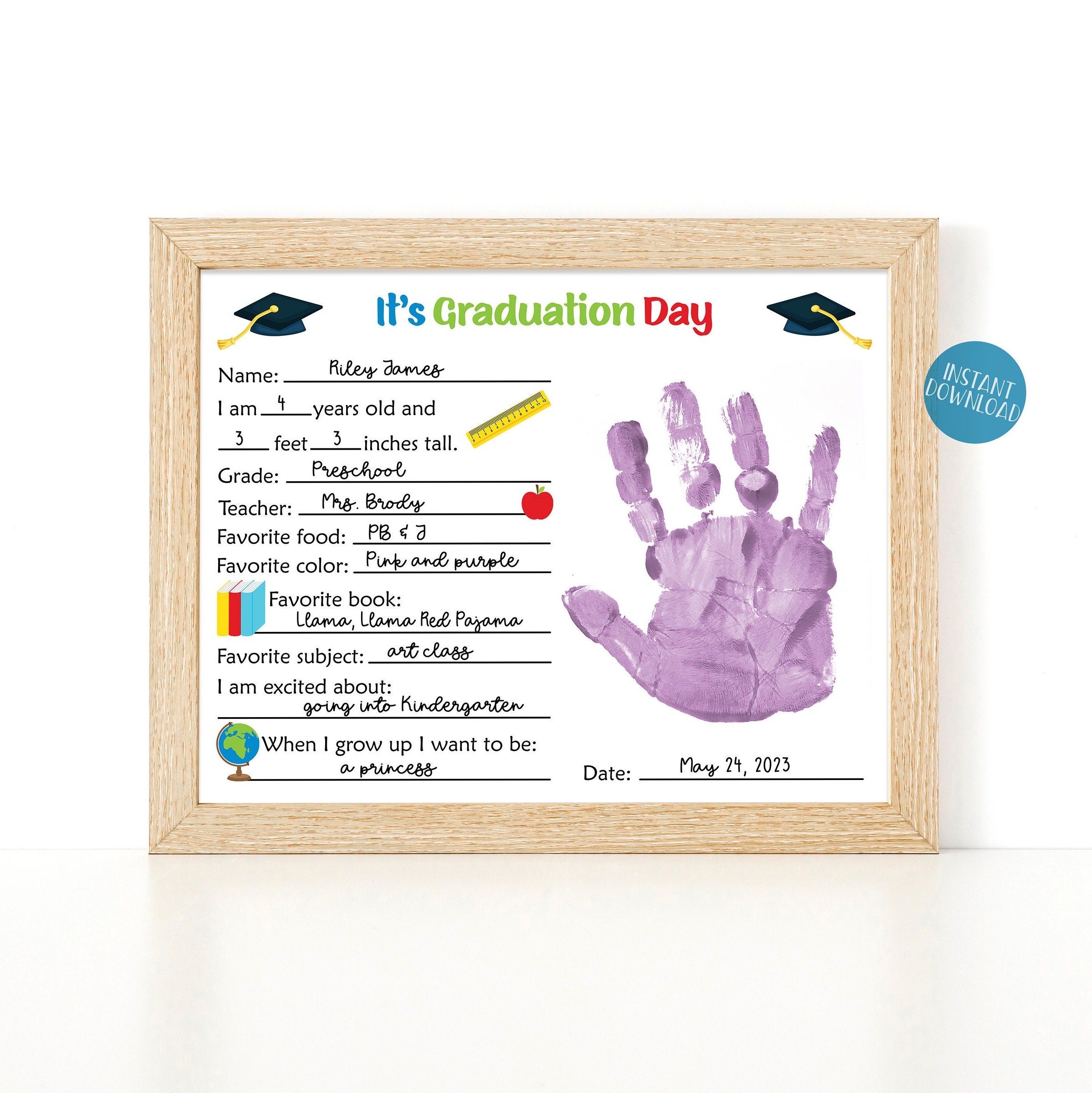 Buy Last Day Of School Printable Kindergarten Graduation Keepsake 