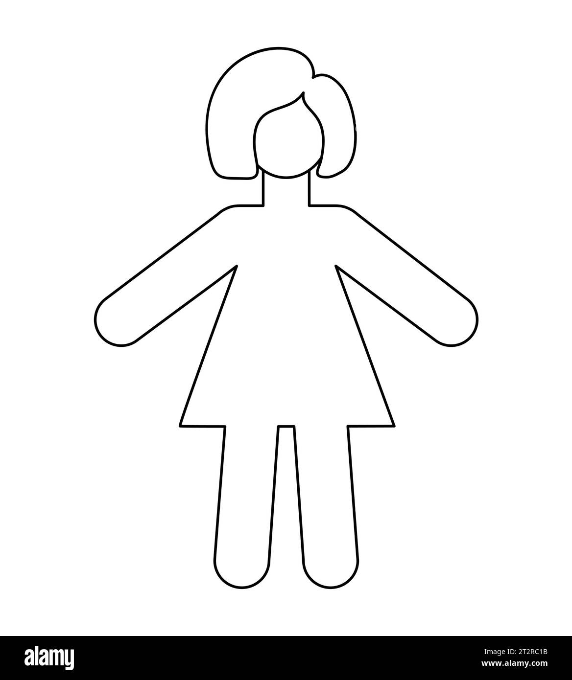 Cartoon Child Body Chart Front And Back View Blank Girl Body