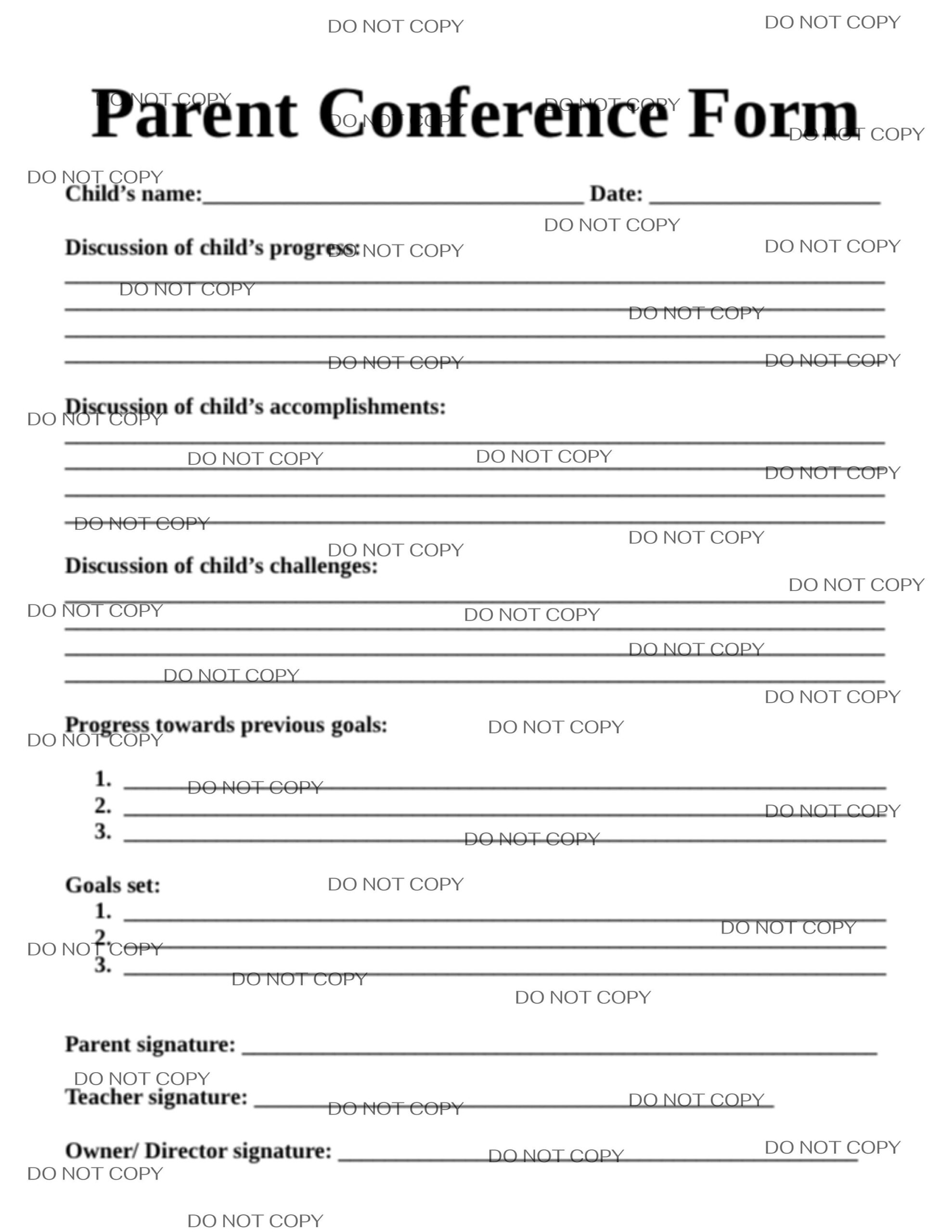 Printable Parent Teacher Conference Form Preschool