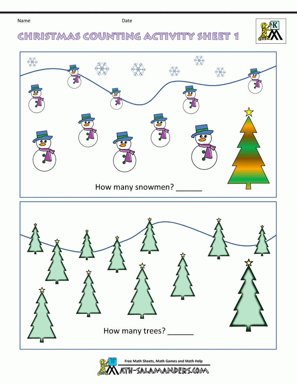 Christmas Math Worksheets For Preschool