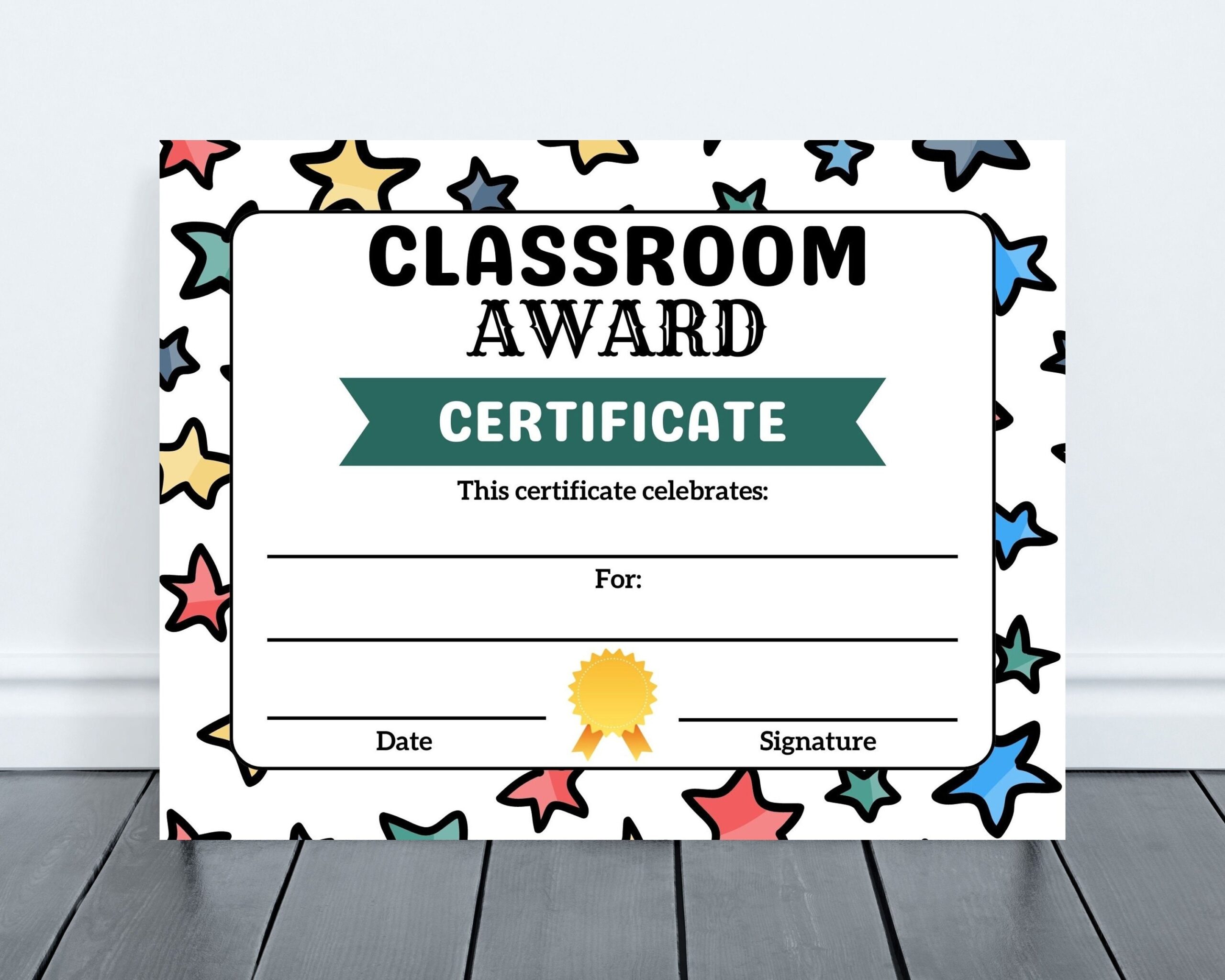 Classroom Award Certificate Kids Award Certificate Rainbow Stars 