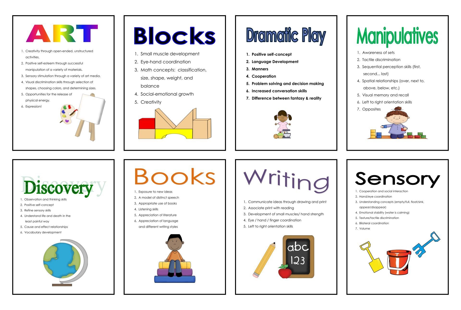 Printable Preschool Learning Center Signs