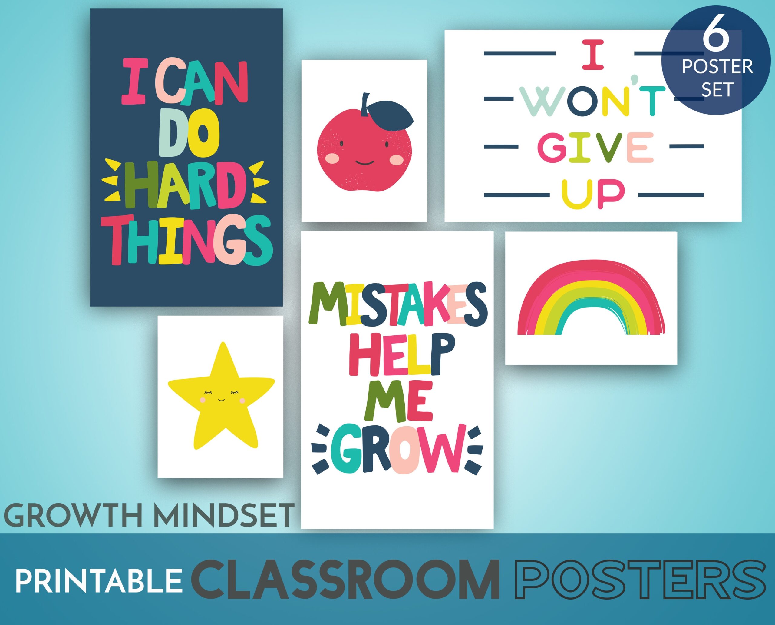 Classroom Posters Printable Set Of 6 Growth Mindset For Early 