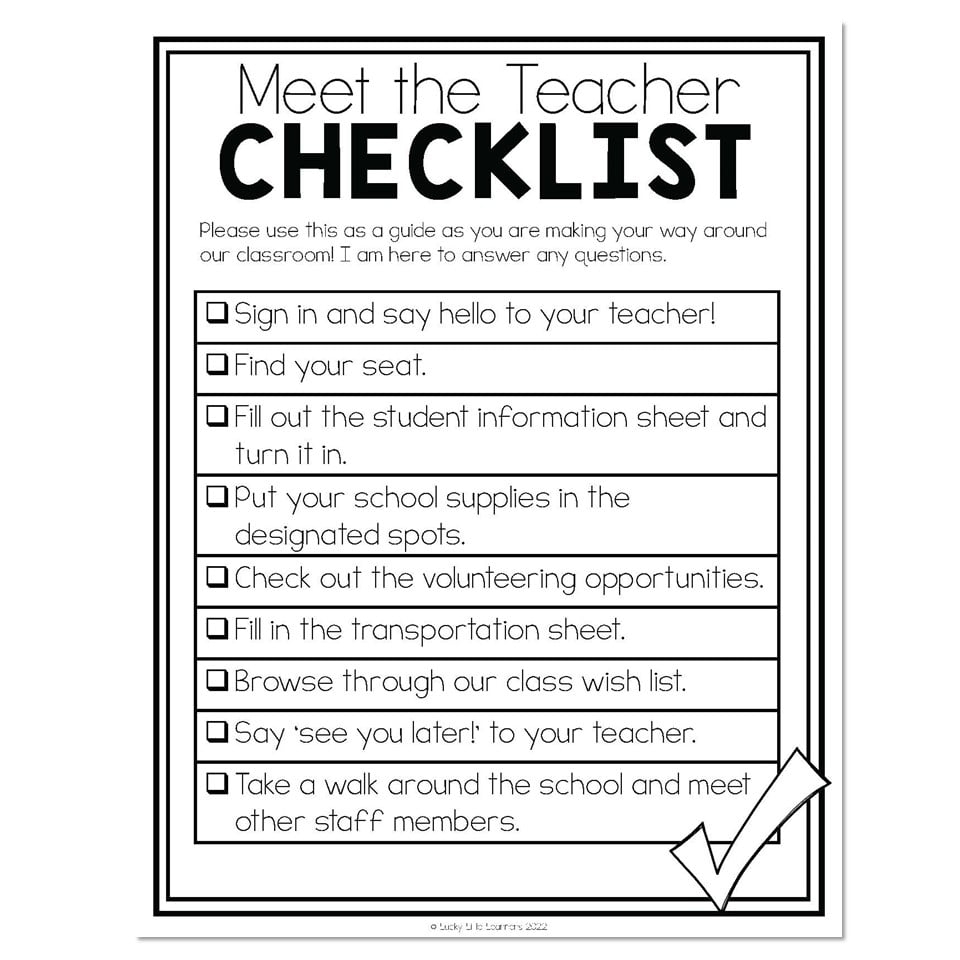 Classroom Setup Open House Meet The Teacher Checklist Lucky Little Learners
