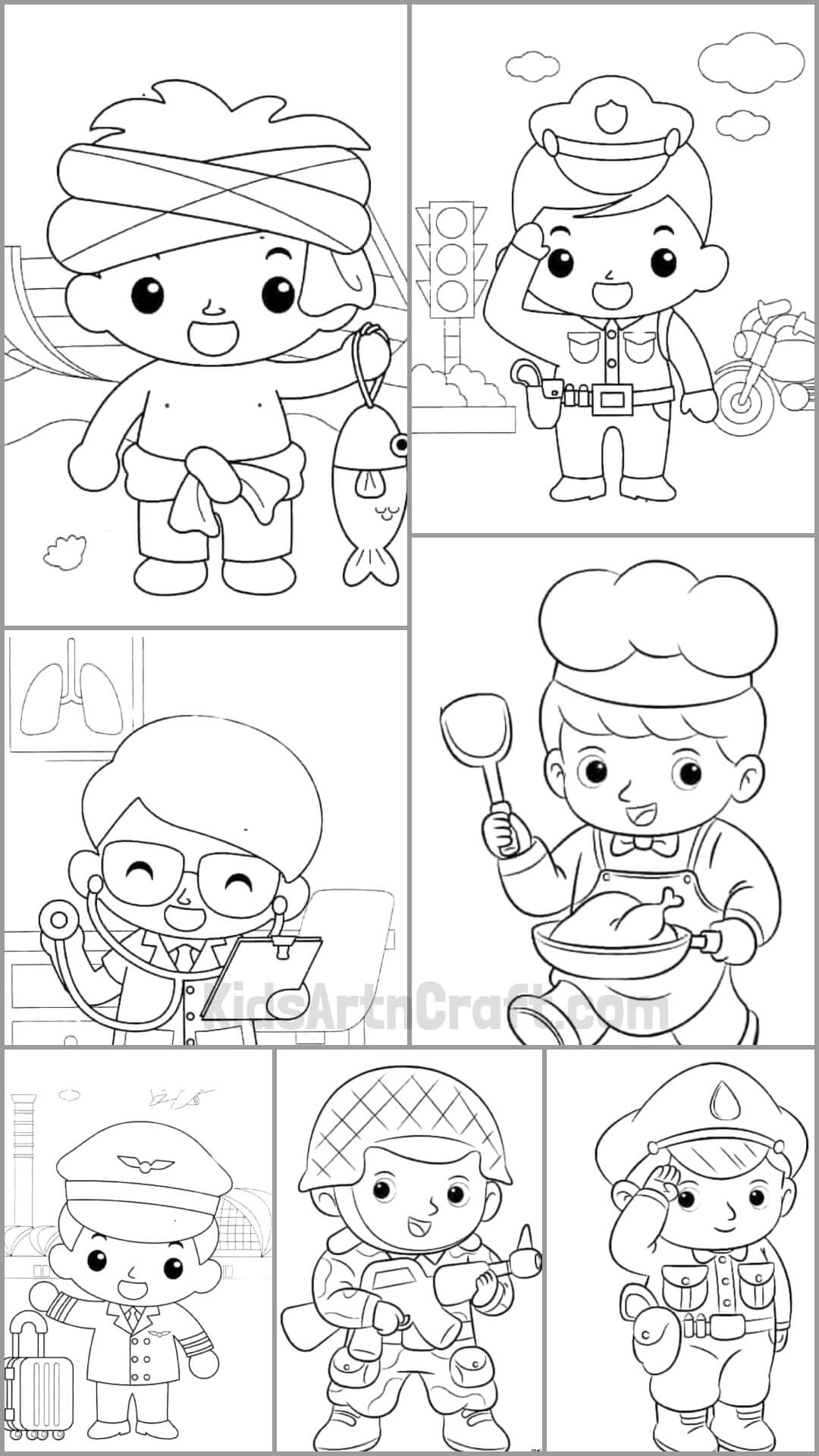 Community Helpers Fun Coloring Page Worksheets For Kids Kids Art U0026 Craft