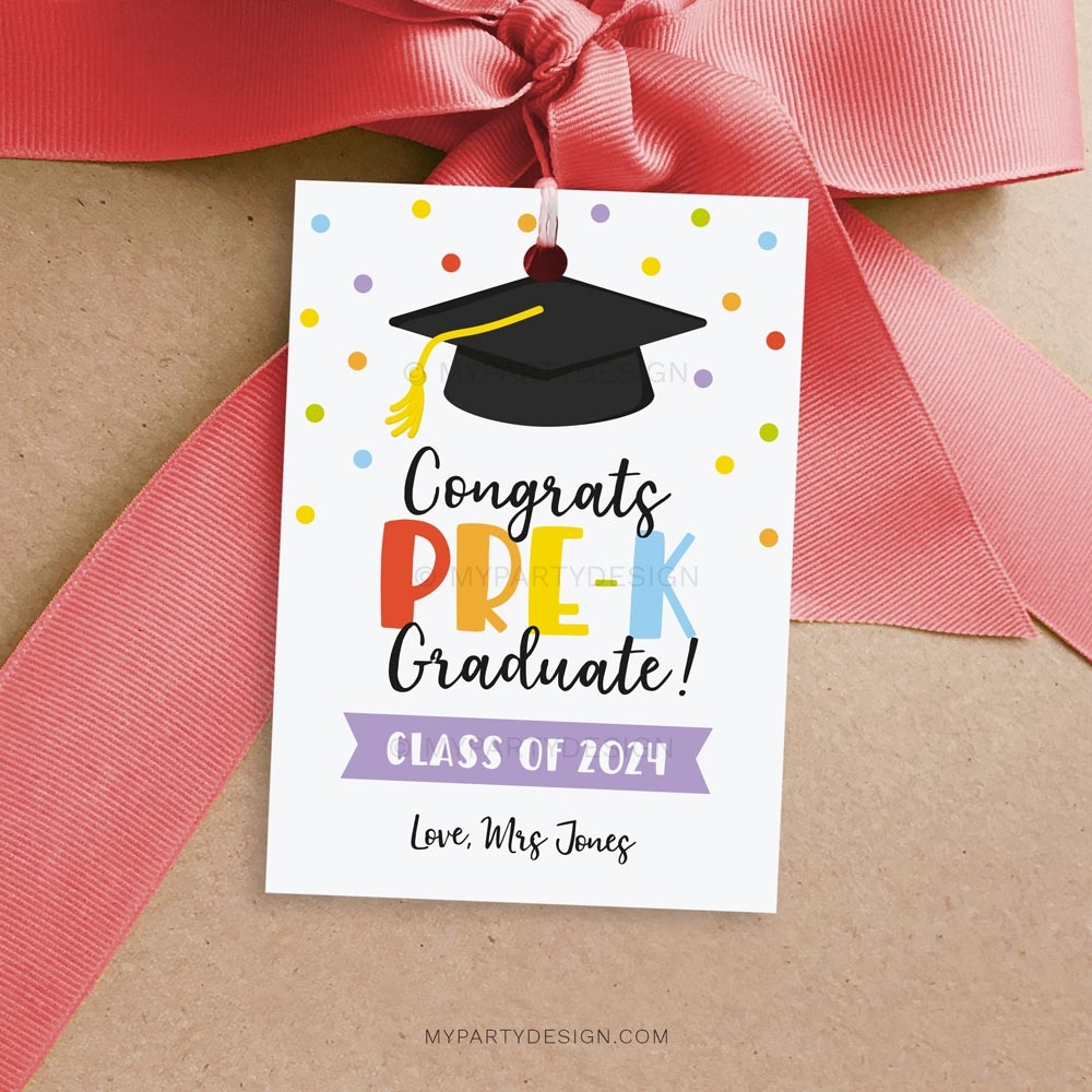 Congrats Pre K Graduate Tag Printable PDF