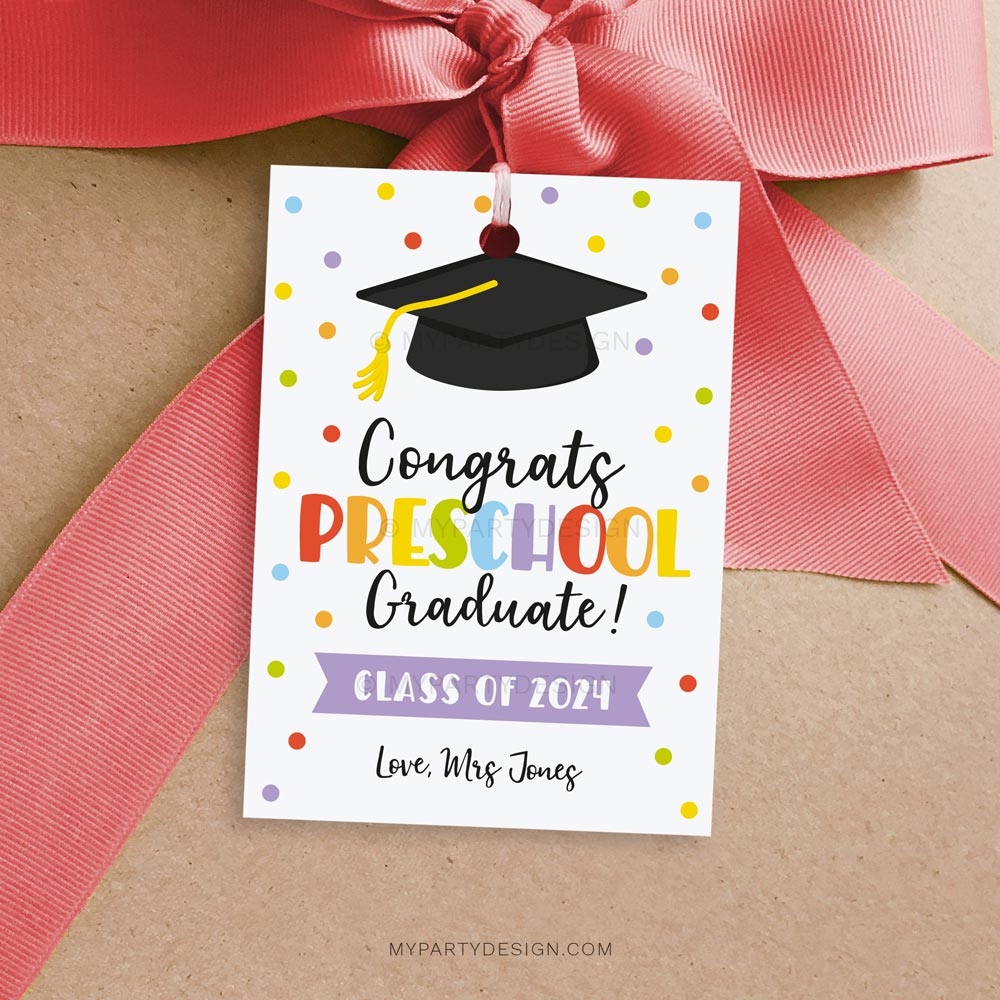 Congrats Preschool Graduate Tag Printable PDF My Party Design