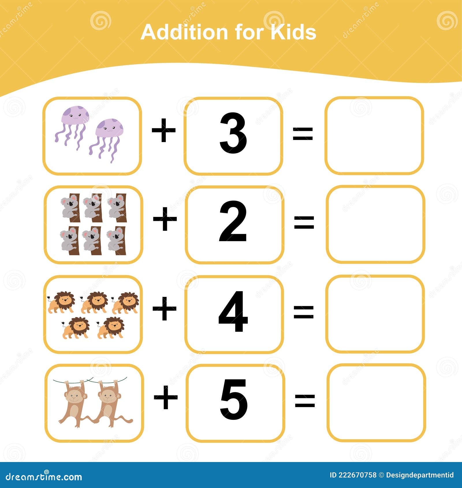 Counting Game For Preschool Children Educational Printable Math Worksheet Stock Vector Illustration Of Monkeys Koala 222670758