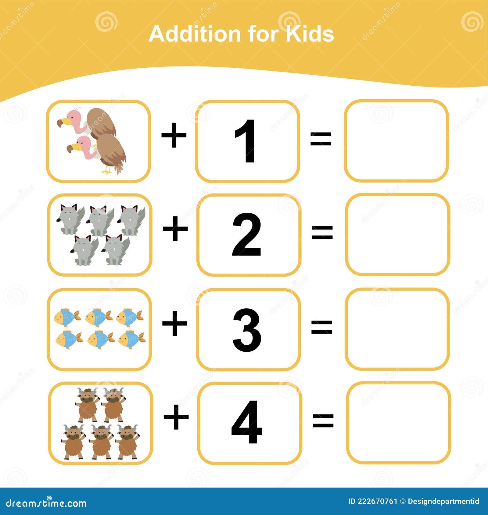 Counting Game For Preschool Children Educational Printable Math Worksheet Stock Vector Illustration Of Preschool Kindergarten 222670761