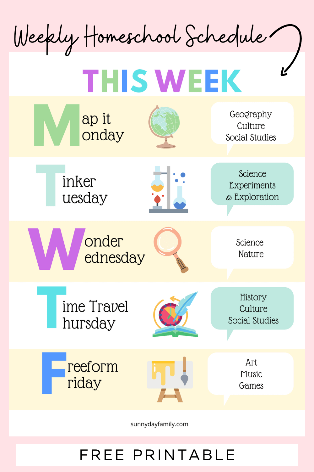 Create A Weekly Homeschool Schedule With A FREE Printable Sunny Worksheets Library