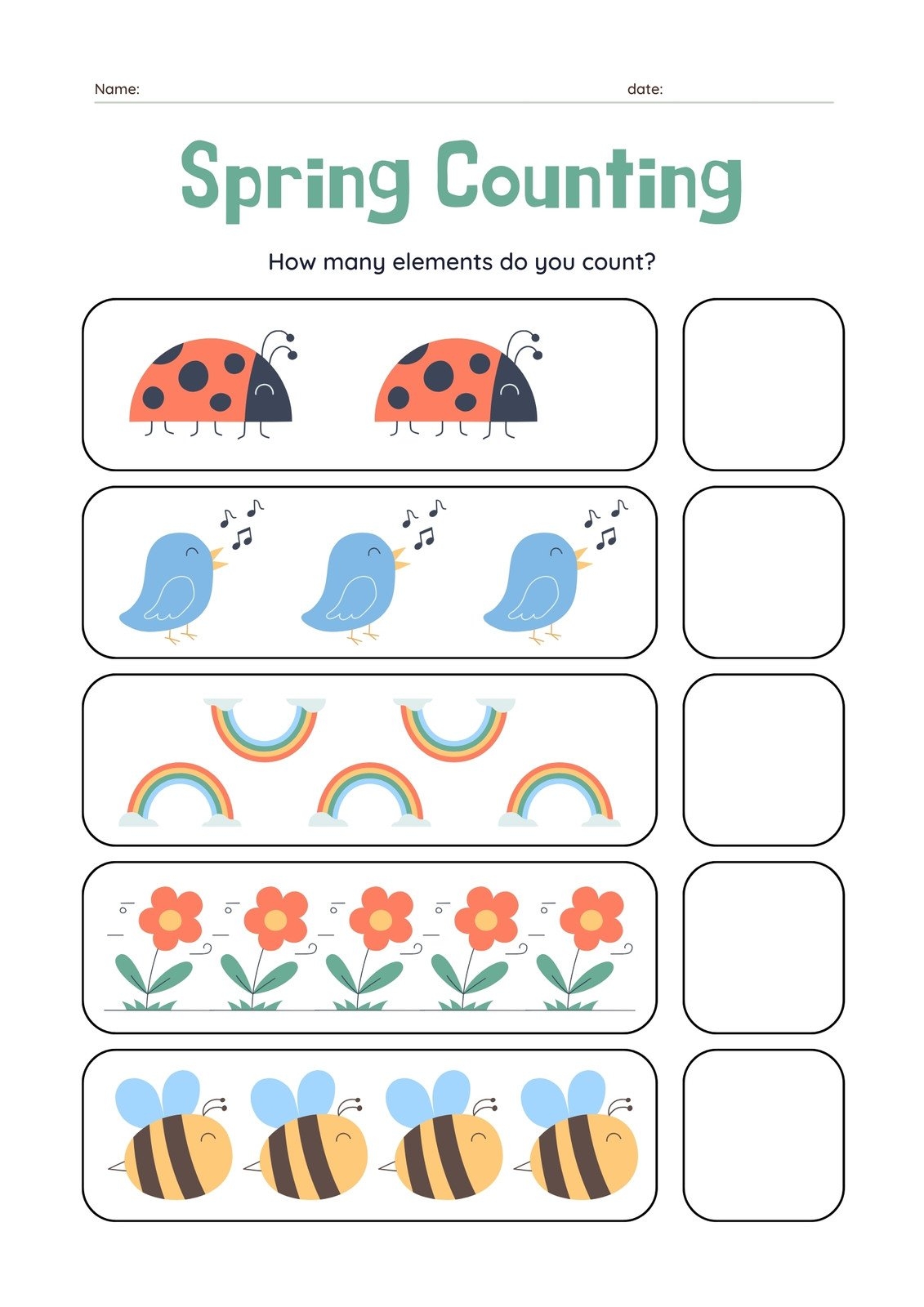Printable Spring Counting Worksheets For Preschoolers