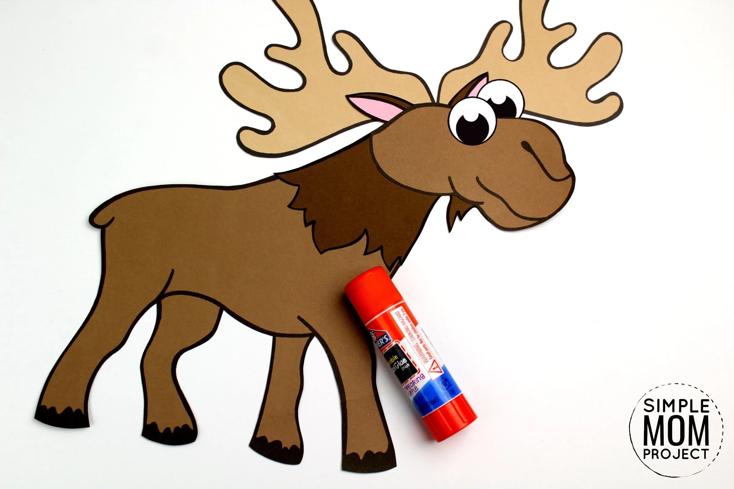 Cut And Paste Moose Craft For Kids With Free Template Simple Mom Project