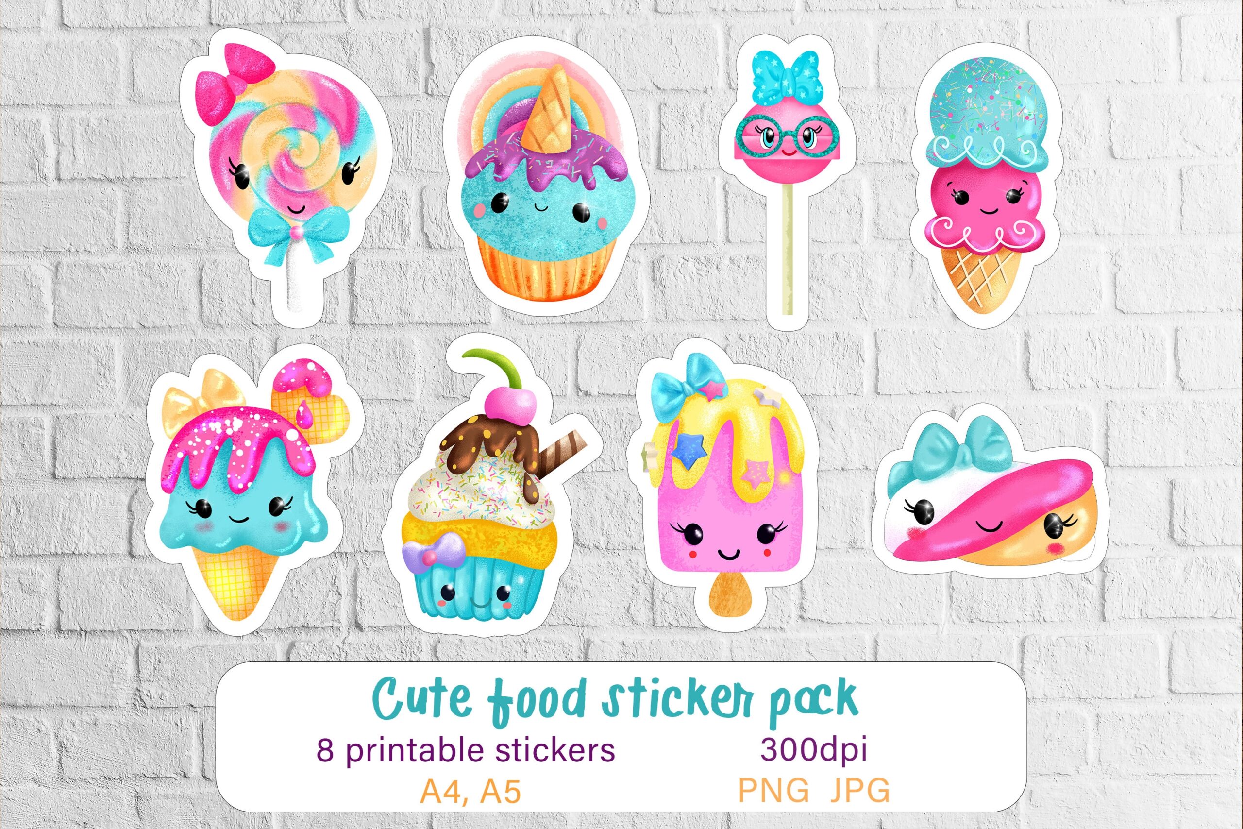 Cute Food Sticker Pack Printable Stickers For Kids Sweets By Shuneika TheHungryJPEG