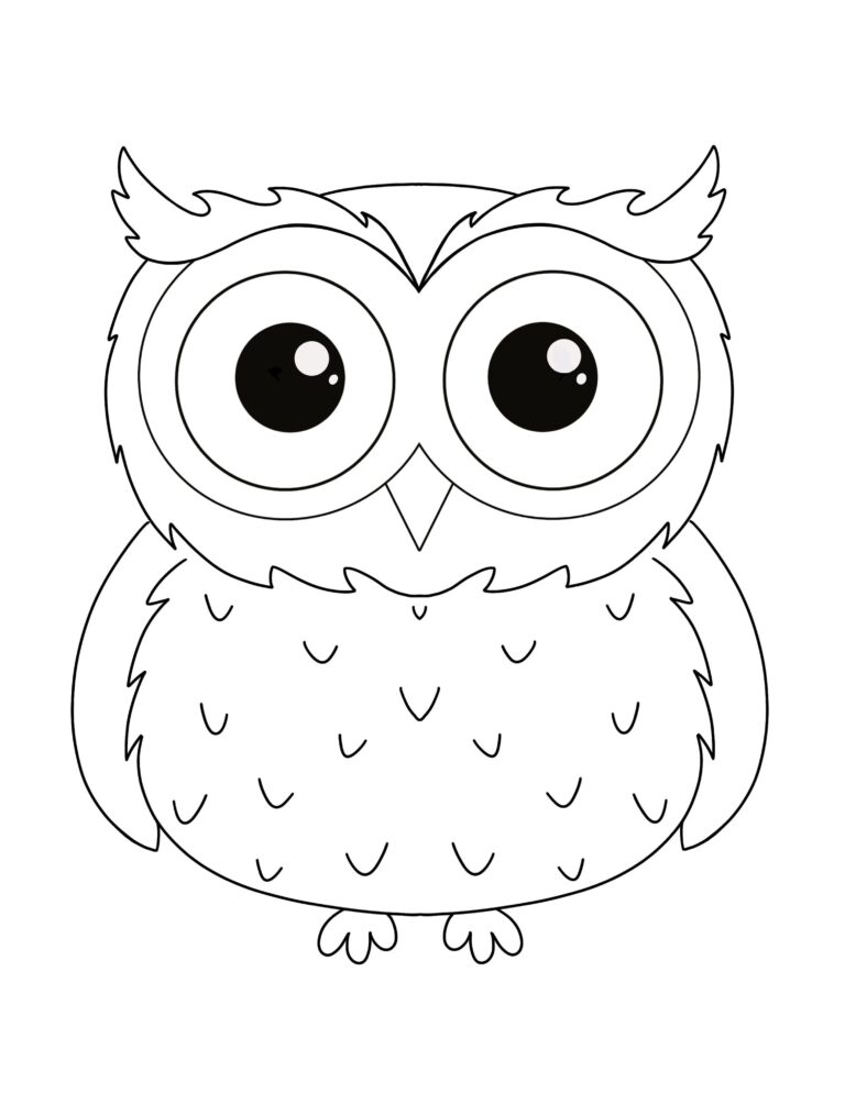 Cute Owl Coloring Page For Kids Digital Download Full Page Owl 