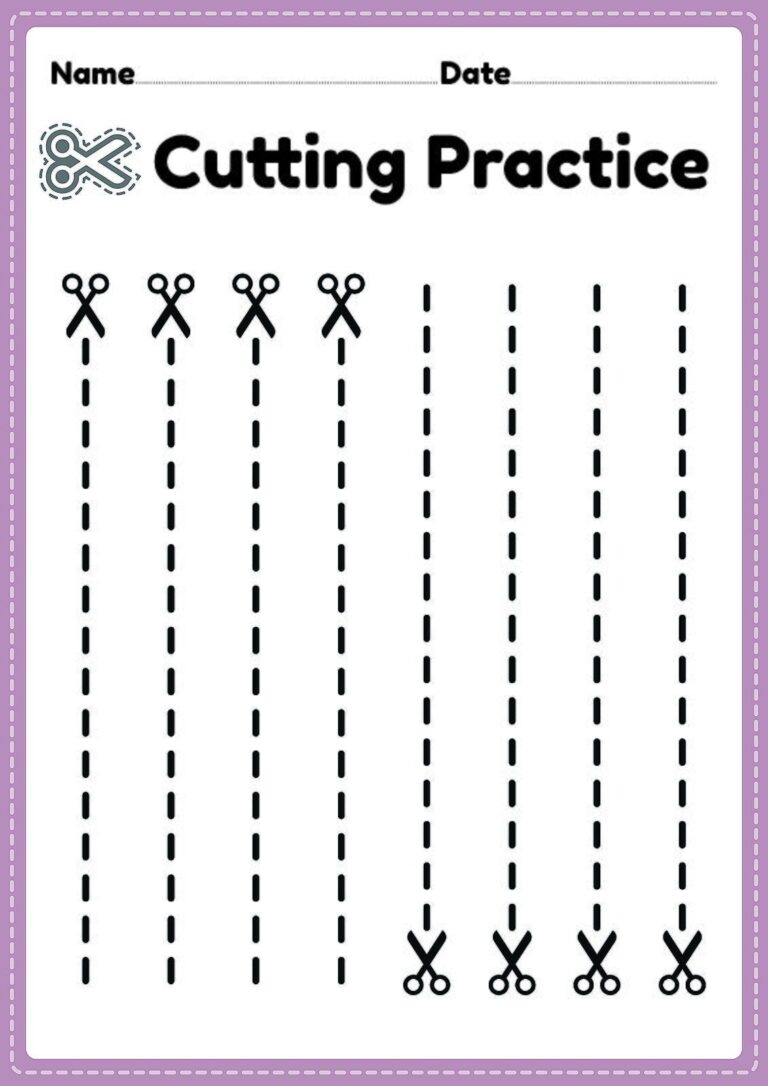 Cutting Practice Worksheets For Kids Free Printable Activity 