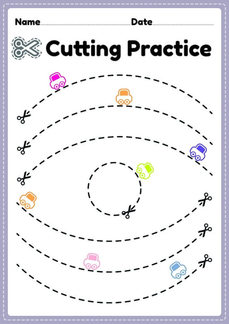 Cutting Practice Worksheets For Kids Free Printable Activity 